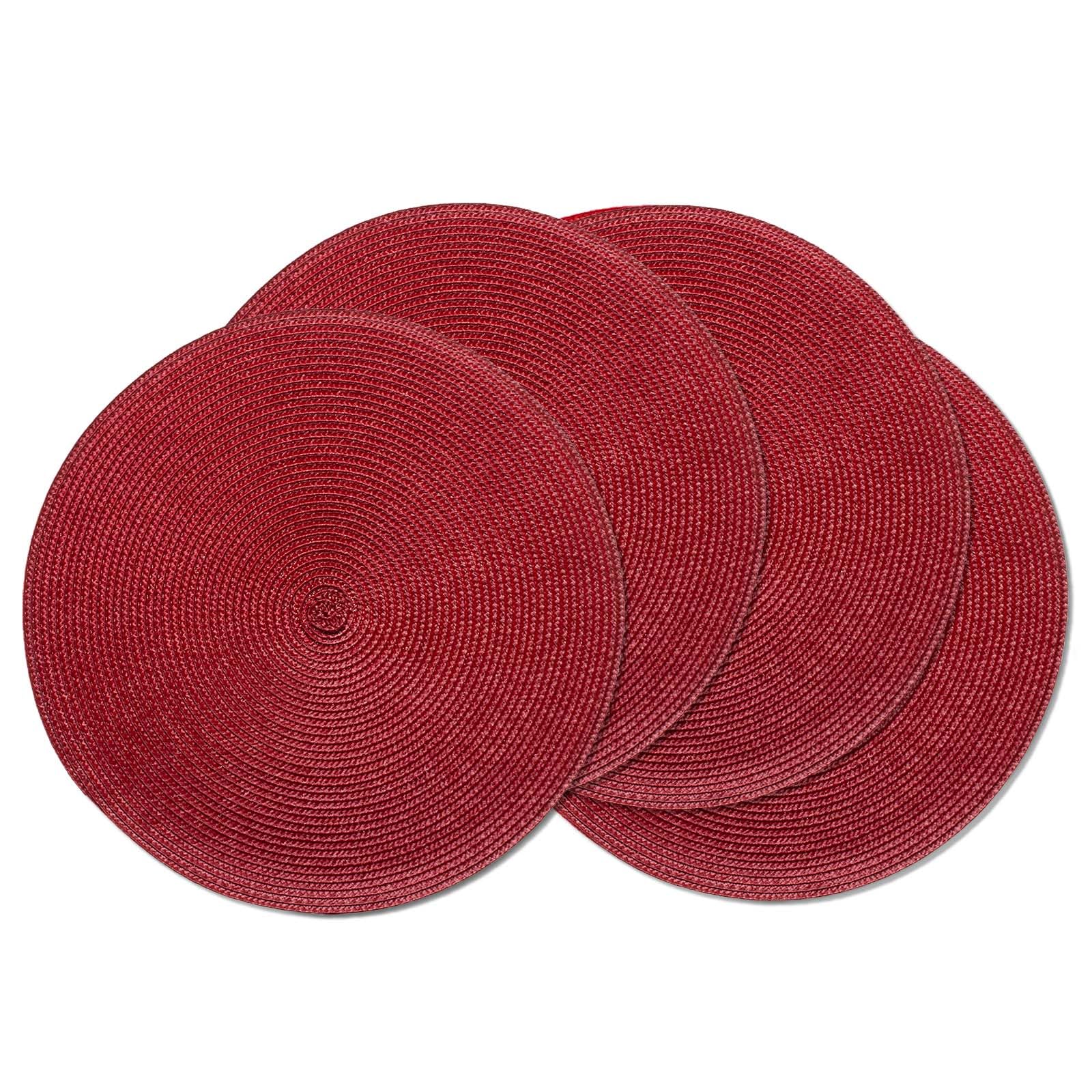 AHHFSMEI Round Placemats Set of 6 Heat Resistant Washable Non-Slip Woven Braided Table Mats for Dining Table Kitchen & Home Decor (Beige)