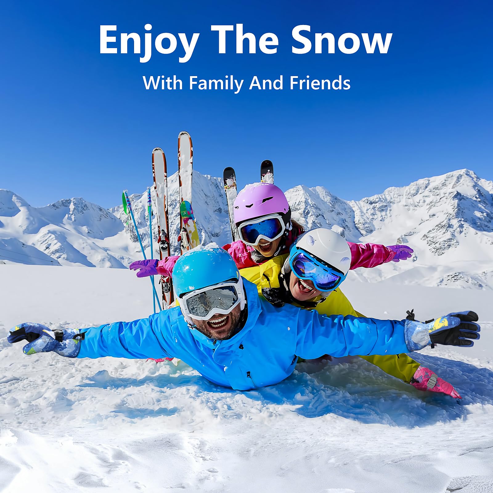 Ski Gloves,Snow Gloves Waterproof Winter Warm Cold Weather Touchscreen Gloves for Parent& Child Kids Skiing,Snowboarding