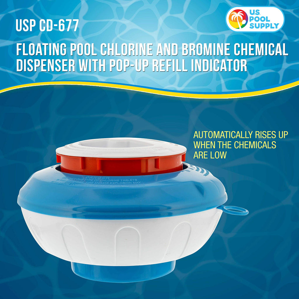 U.S. Pool Supply Pool Chlorine Floater, 3" Tablet Floating Dispenser
