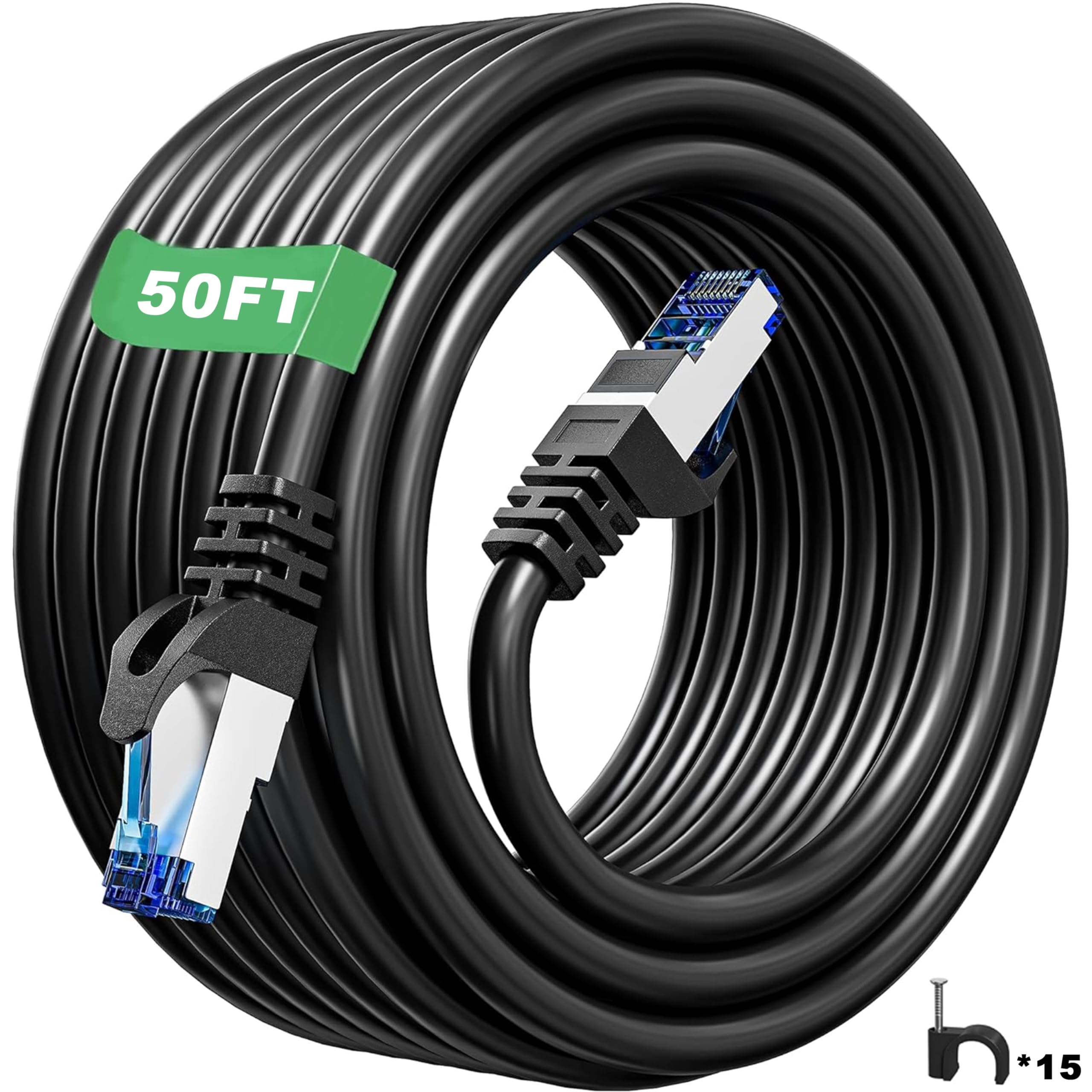 MEIPEK Cat 6 Shielded Ethernet Cable 10ft, Outdoor&Indoor Cat 6 Patch Cable, Heavy Duty 23AWG, High Speed, Weatherproof, UV Resistant Cat6 RJ45 LAN Network Cables for Gaming, Modem