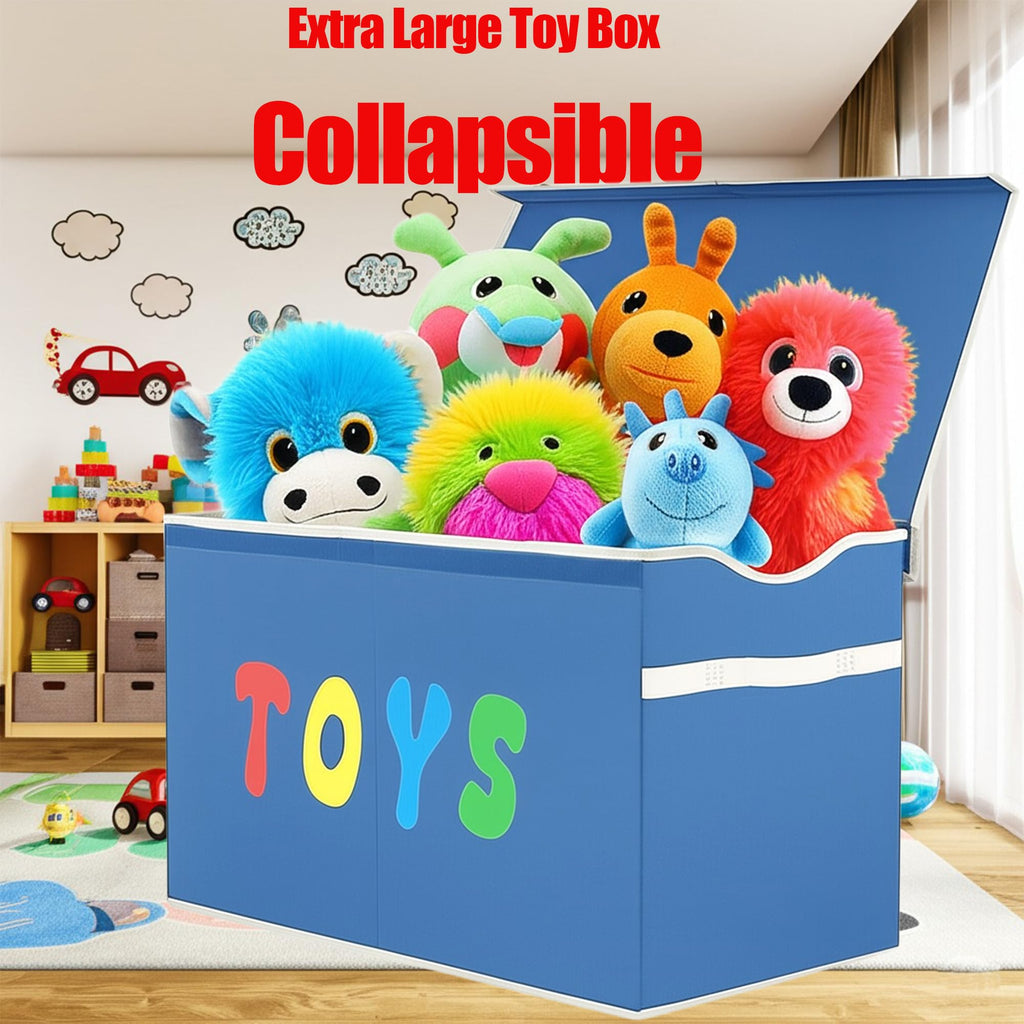 YOLOXO Toy Box Chest, Collapsible Sturdy Storage Bins with Lids, Extra Large Kids Toy Storage Organizer Boxes Bins Baskets for Kids, Boys, Girls, Nursery Room, Playroom, Closet (BLACK)