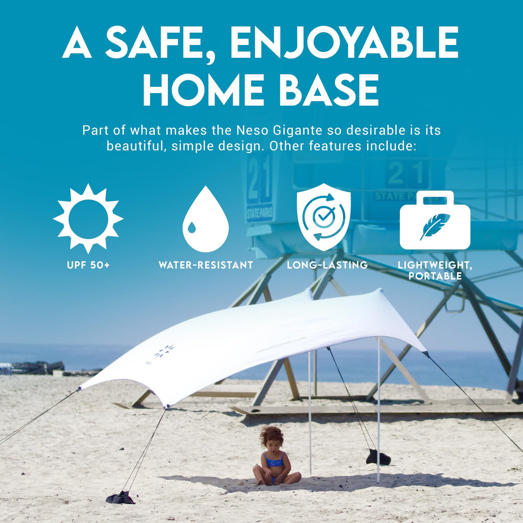 Neso Gigante Portable Beach Tent Sun Shelter - Lightweight Beach Shade Canopy - Easy Setup for Family Outings - Patented Reinforced Corners - UPF 50+ - 8ft Tall, 11 x 11ft - Save The Whales