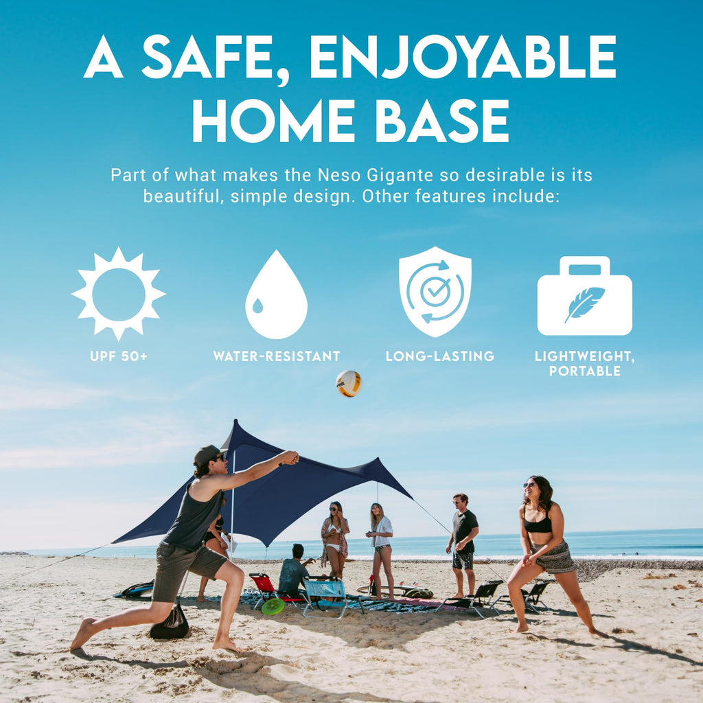 Neso Gigante Portable Beach Tent Sun Shelter - Lightweight Beach Shade Canopy - Easy Setup for Family Outings - Patented Reinforced Corners - UPF 50+ - 8ft Tall, 11 x 11ft - Save The Whales