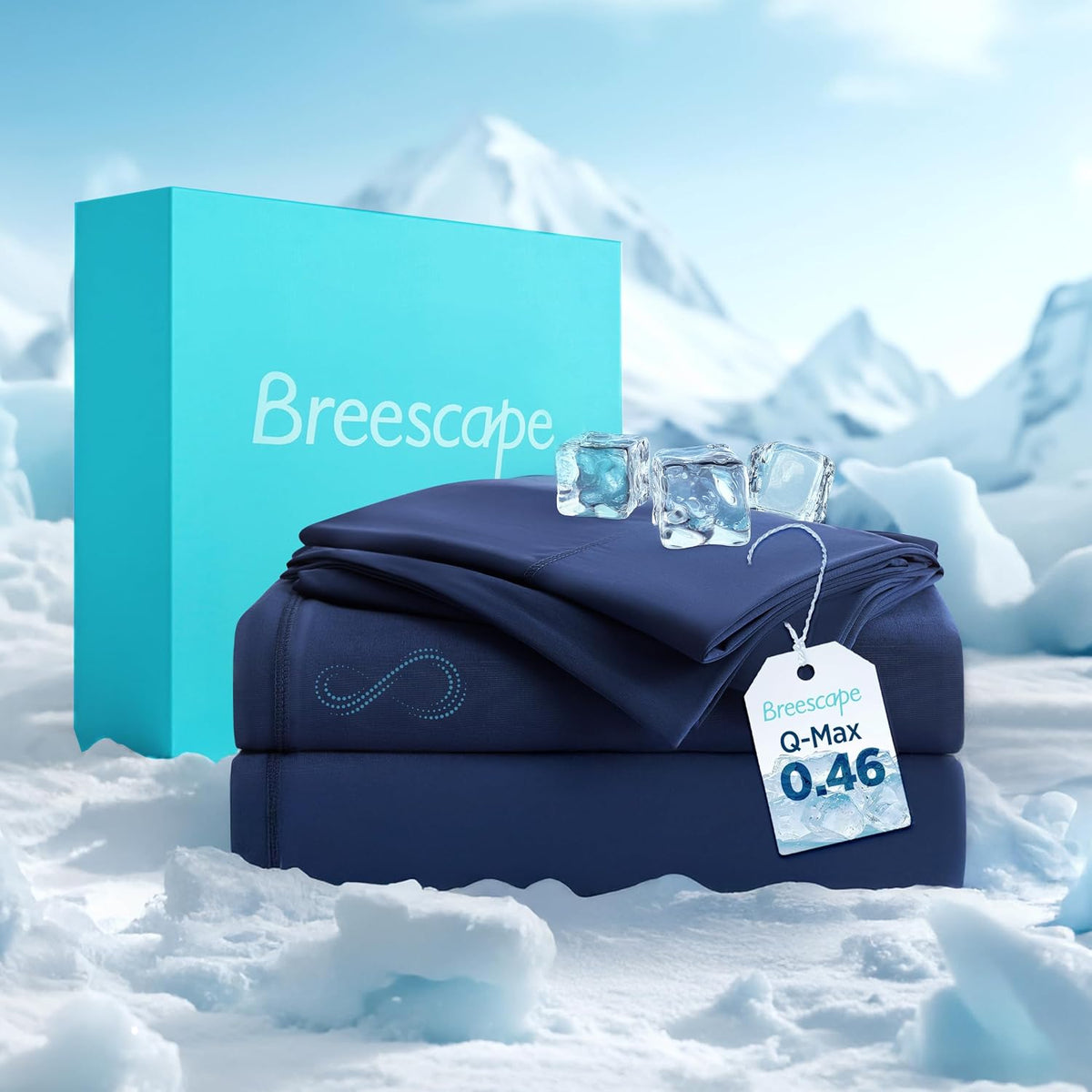Breescape Cooling Sheet Set Full Size - BlendTek™ Dry & Cool Technology for Hot Sleepers and Night Sweats, Q-Max>0.46 Tech, Deep Pocket Up to 18", 360° Elastic Band, Twilight Blue