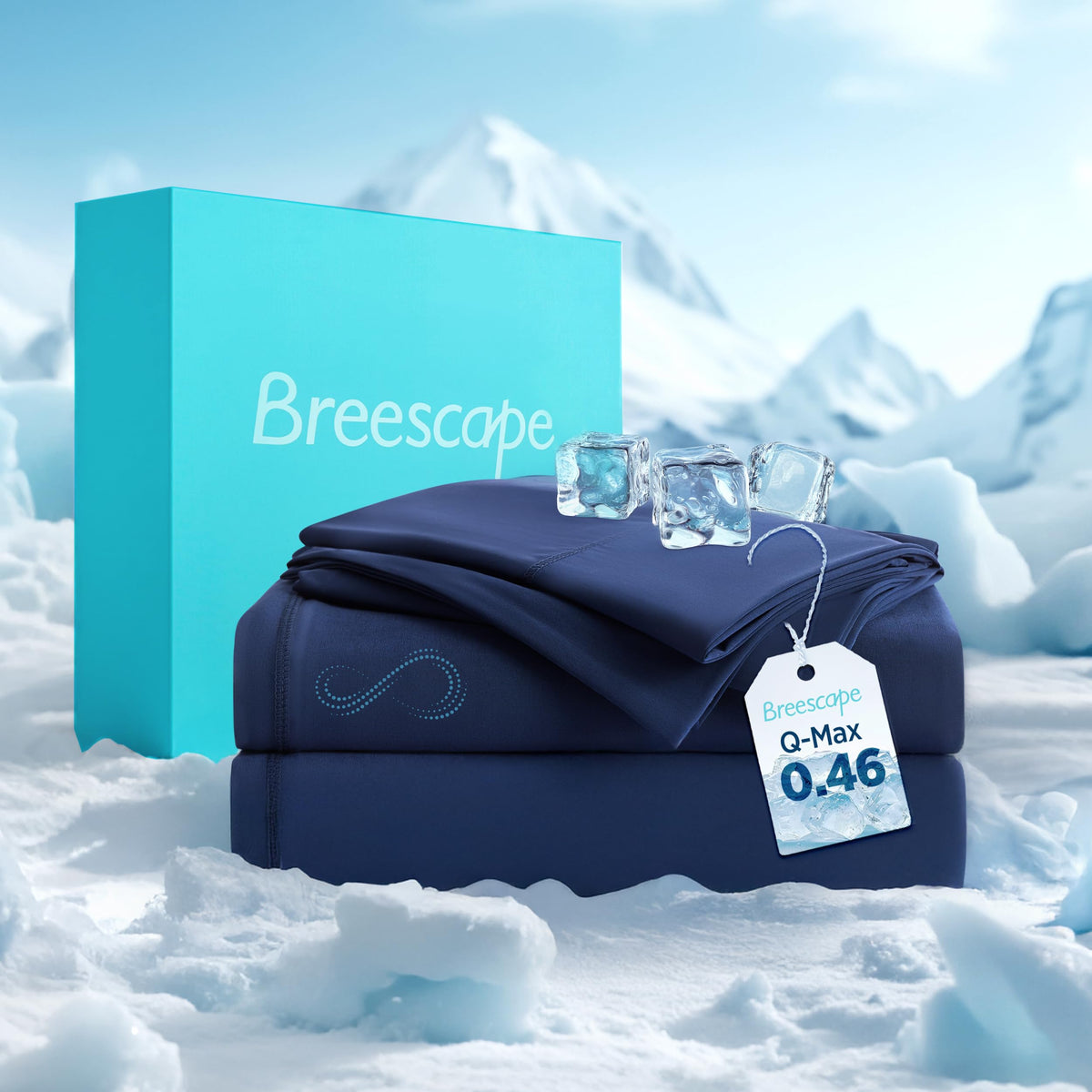Breescape Cooling Sheet Set Full Size - BlendTek™ Dry & Cool Technology for Hot Sleepers and Night Sweats, Q-Max>0.46 Tech, Deep Pocket Up to 18", 360° Elastic Band, Twilight Blue