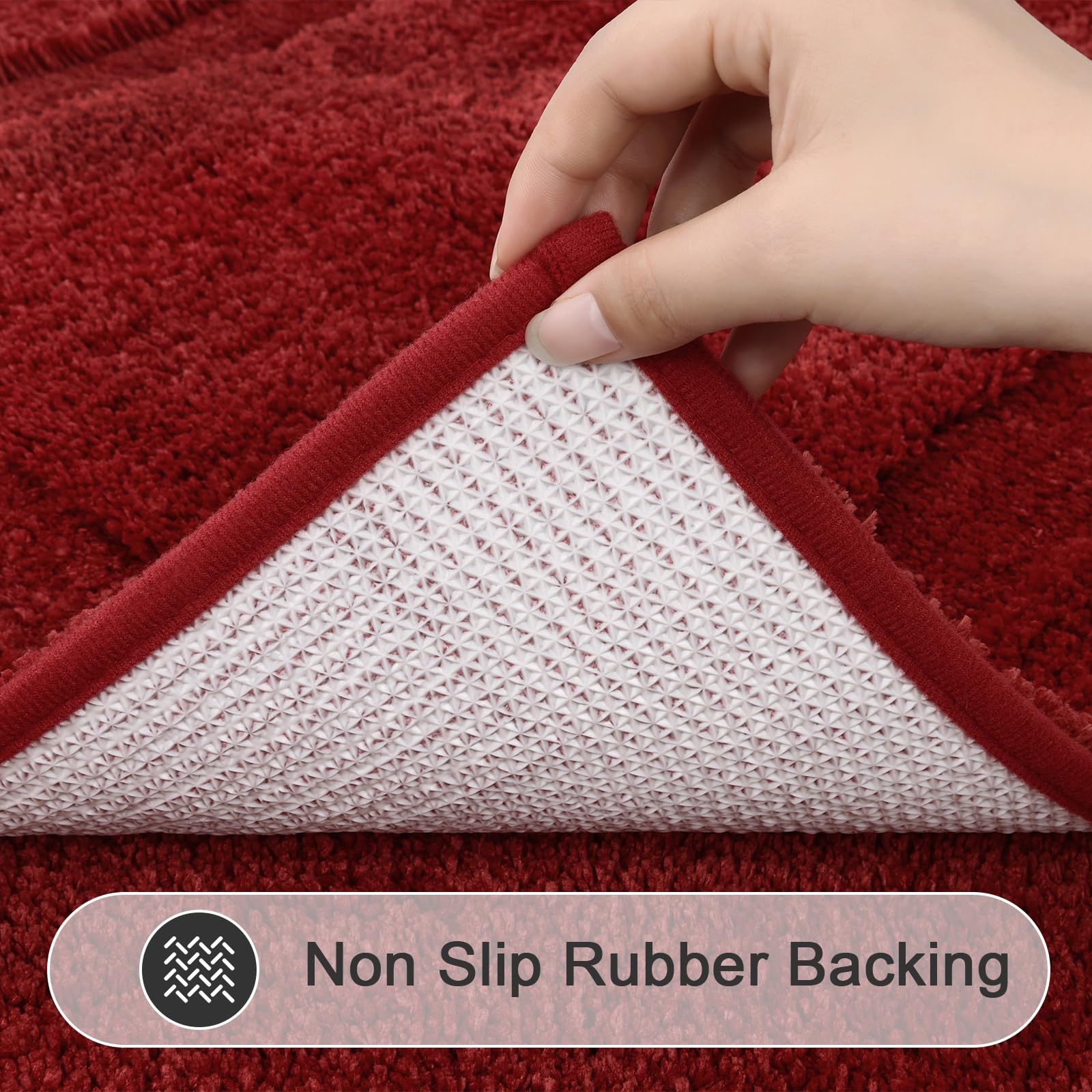 SHACOS Black Bathroom Rugs Sets 3 Piece, 16"x24" + 20"x32" Non Slip Bath Mat and 20"x24" Toilet Rugs U Shaped Washable, Soft Fluffy Water Absorbent Bath Rugs for Bathroom