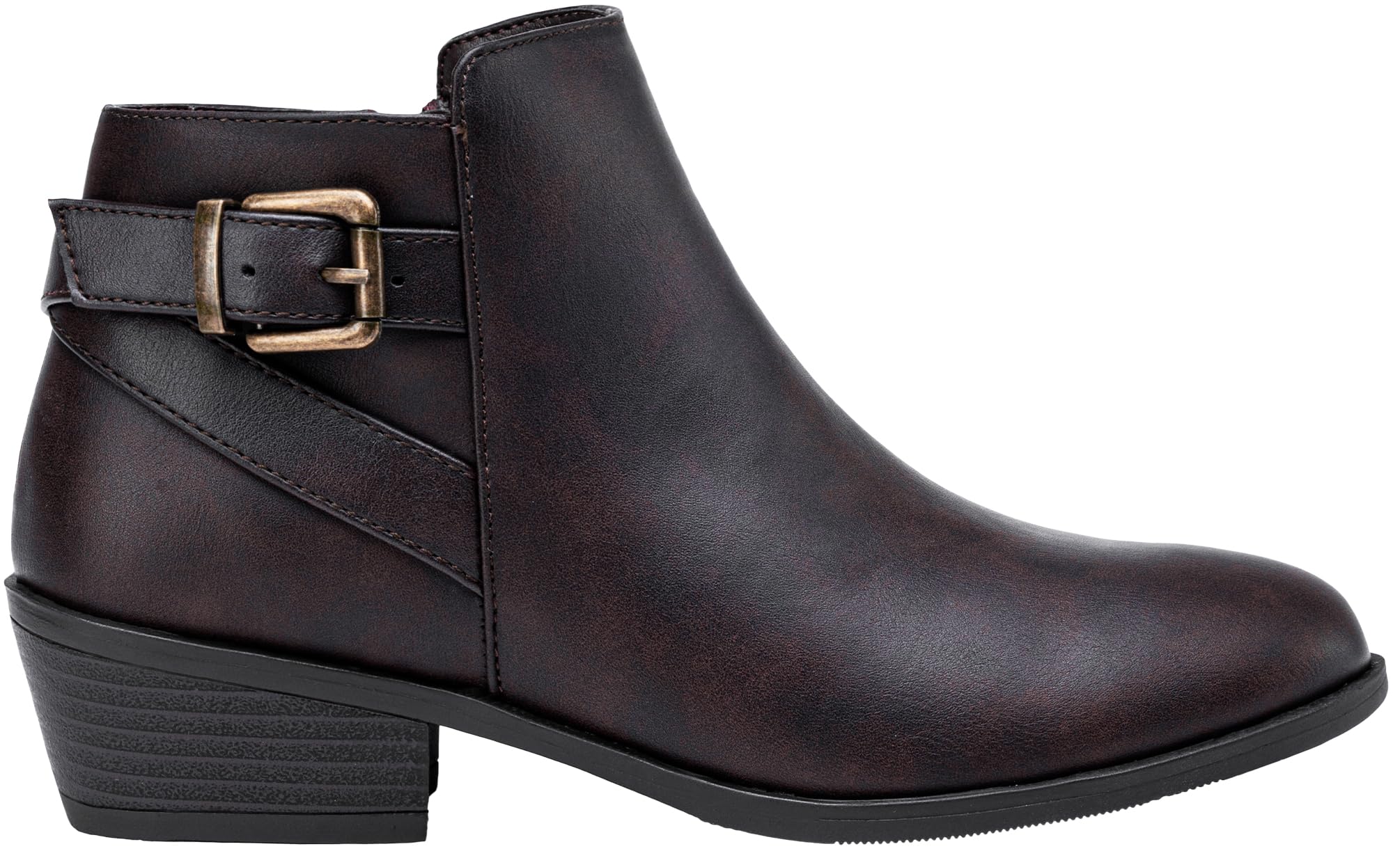 Vepose Women's Short Ankle Boots Low Heel, Western Cutout Perforated Booties