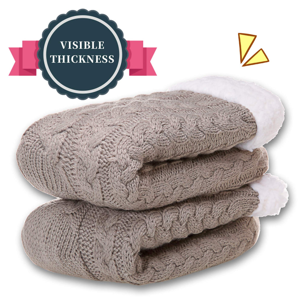 SDBING Women's Winter Super Soft Warm Cozy Fleece Lined Fuzzy Slipper Socks with Grippers