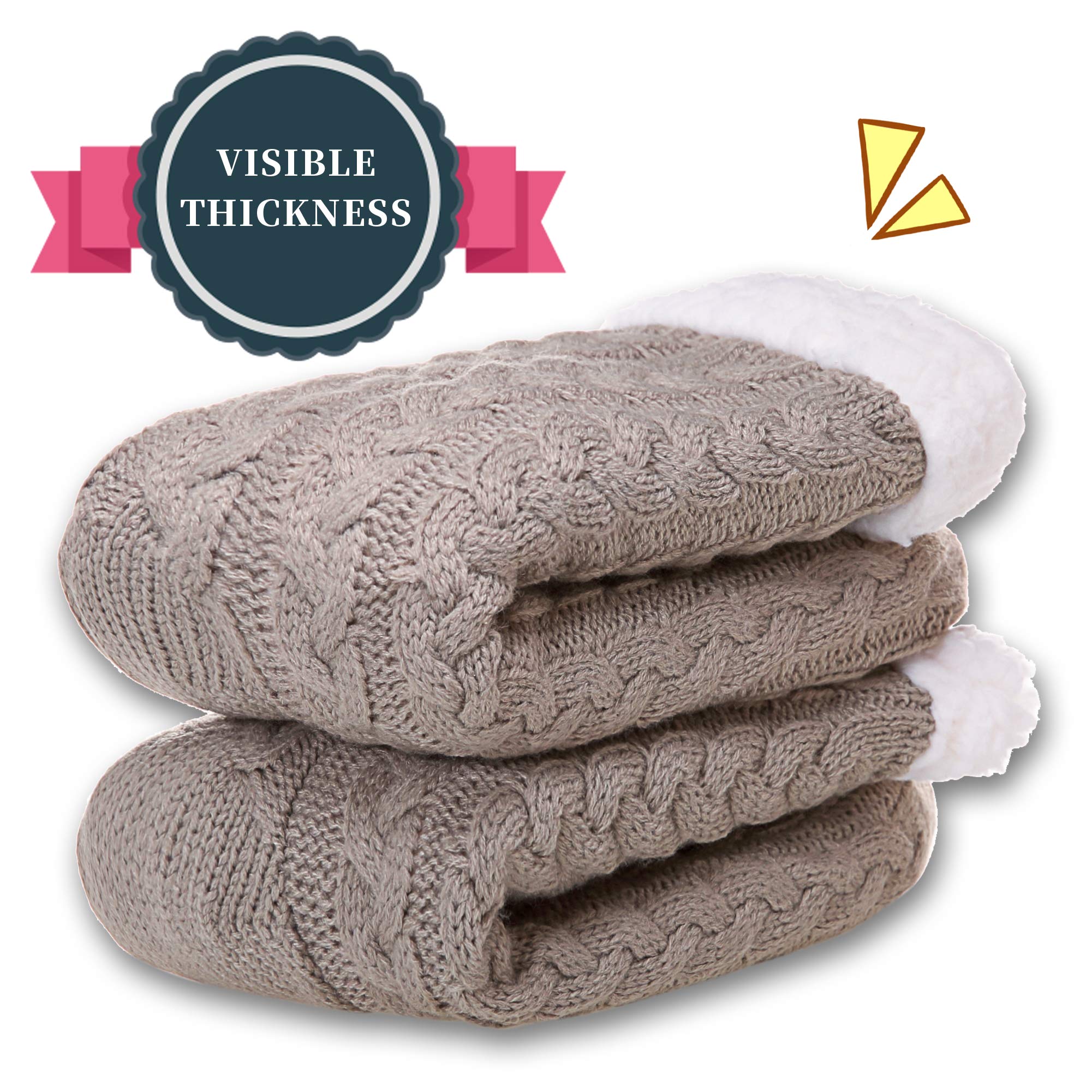SDBING Women's Winter Super Soft Warm Cozy Fleece Lined Fuzzy Slipper Socks with Grippers