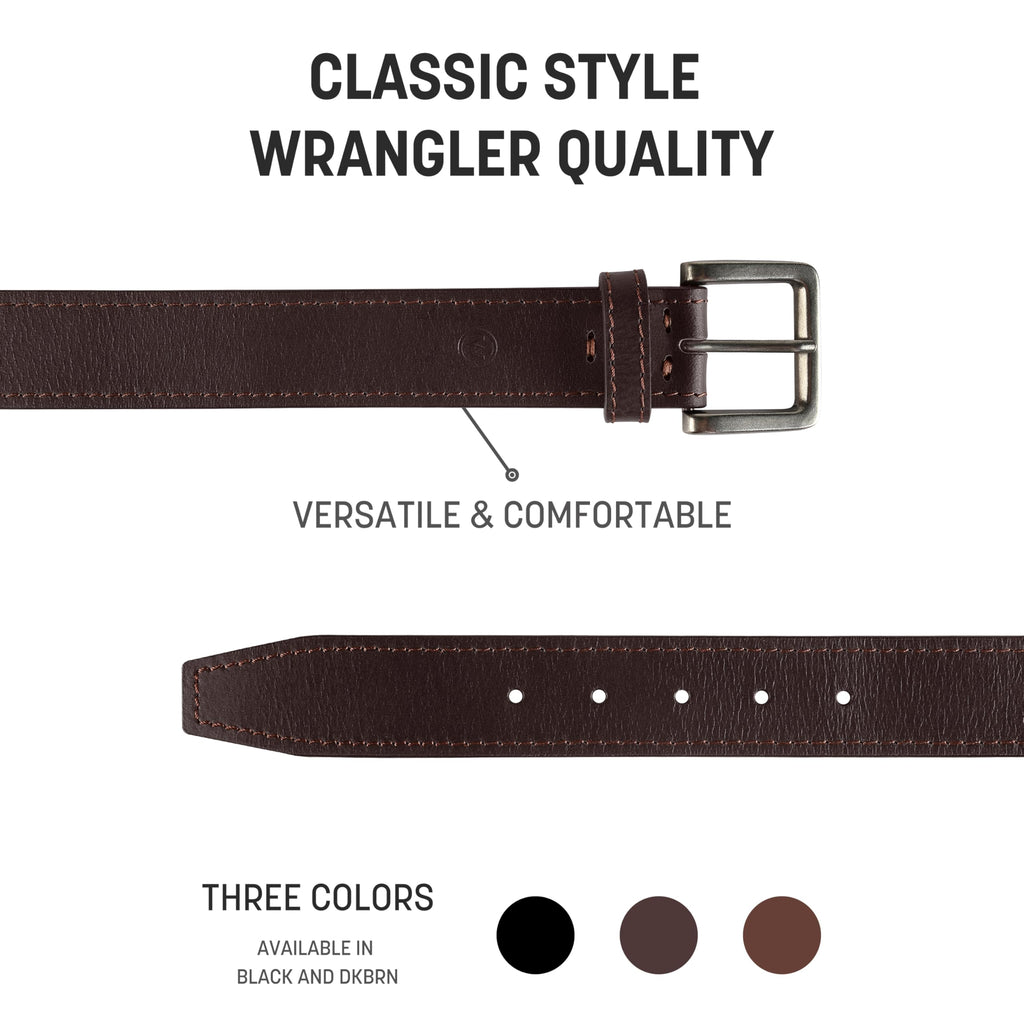 Wrangler Men’s Leather Belt, Country Casual Every Day Belt for Jeans