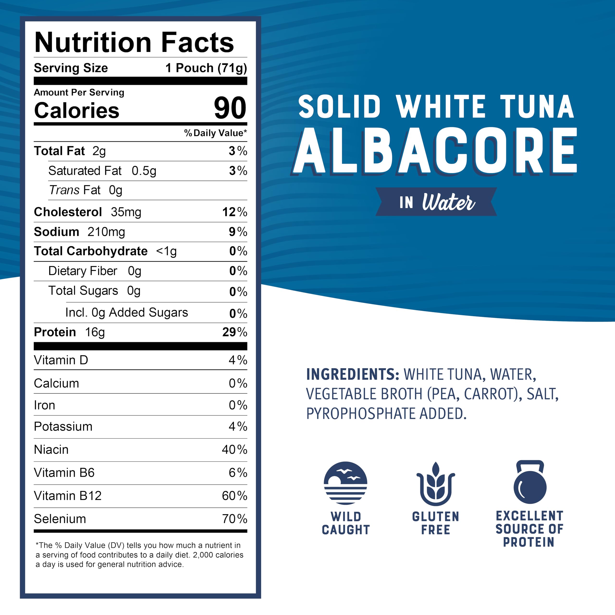 Bumble Bee Lemon & Garlic Seasoned White Albacore Tuna in Water, 2.5 oz Pouch - Wild Caught Tuna - 15g Protein per Serving, High in Omega-3s - Non-GMO, Gluten Free - No Draining Required