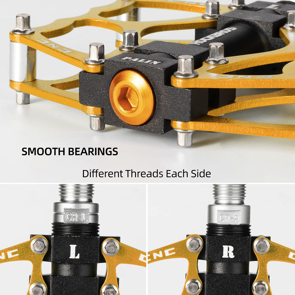 ROCKBROS Mountain Bike Pedals MTB Pedals CNC Non-Slip Lightweight Aluminum Alloy Bicycle Pedals Sealed Bearings Bicycle Platform Pedals 9/16" BMX Road Bike Pedal