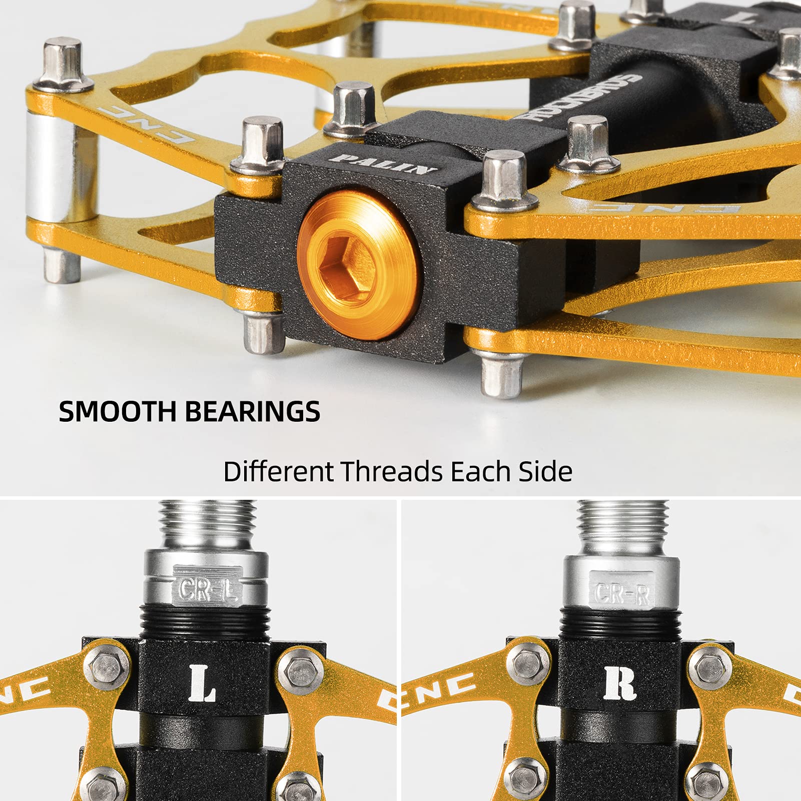 ROCKBROS Mountain Bike Pedals MTB Pedals CNC Non-Slip Lightweight Aluminum Alloy Bicycle Pedals Sealed Bearings Bicycle Platform Pedals 9/16" BMX Road Bike Pedal
