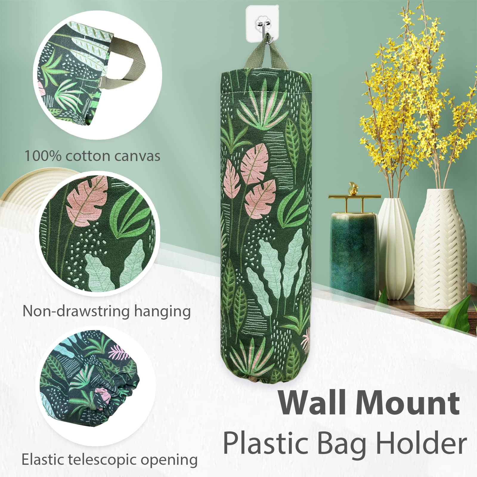 Plastic Bag Holder，Reusable Grocery Bag Holder，Wall Mount Plastic Bag Organizer Shopping Bags Carrier，Washable Large Grocery Bag Storage Dispenser for Home Kitchen Travelling Decor, 1 Pack，Alpaca