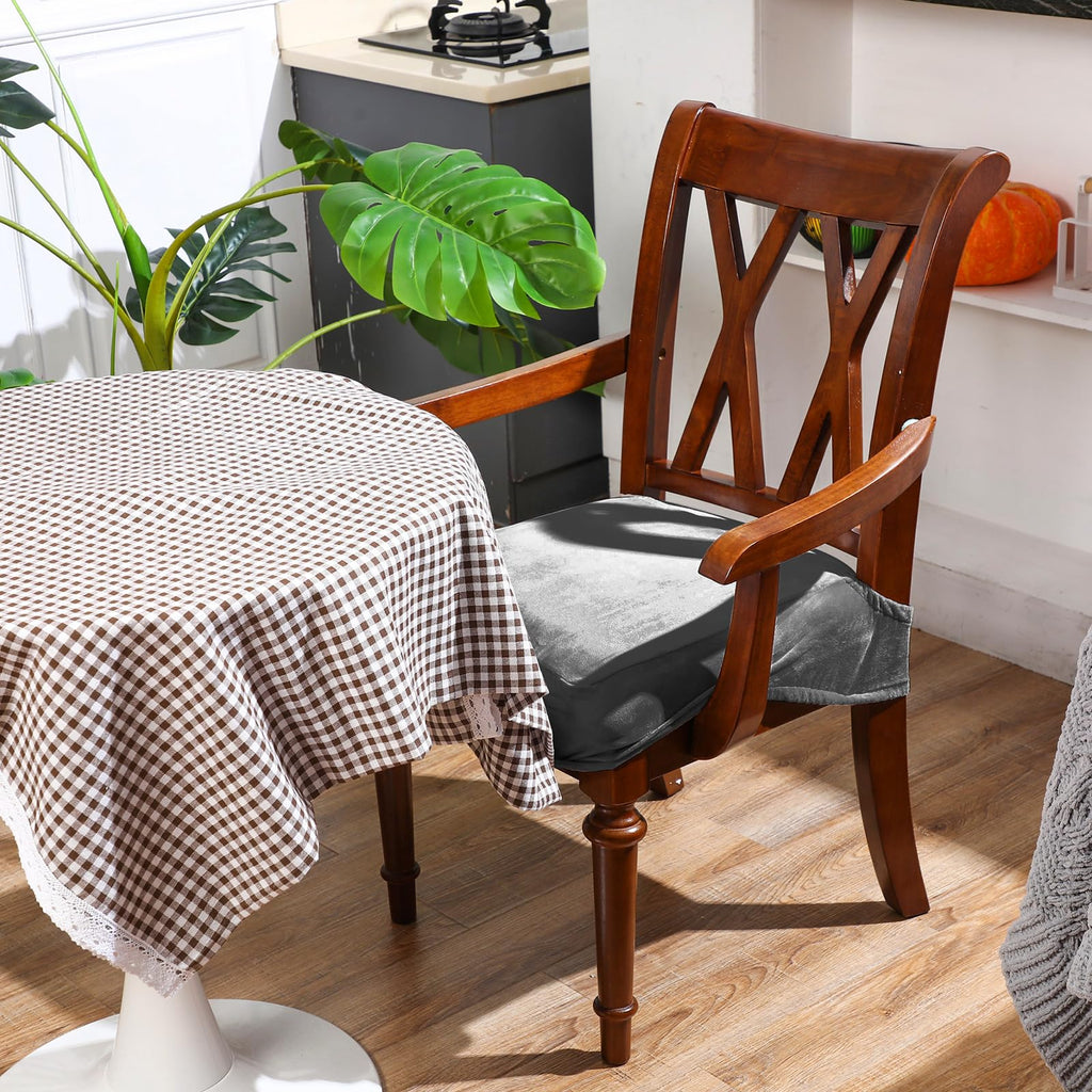 Havawish Large Dining Room Chair Seat Covers with Armrest Dining Chair Slip Covers Protectors(1 Pcs,Beige White)
