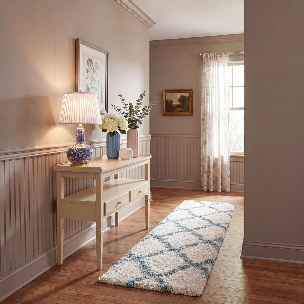 SAFAVIEH Dallas Shag Collection Accent Rug - 2'3" x 4', Beige & Ivory, Trellis Design, Non-Shedding & Easy Care, 1.5-inch Thick Ideal for High Traffic Areas in Entryway, Living Room, Bedroom (SGD257D)