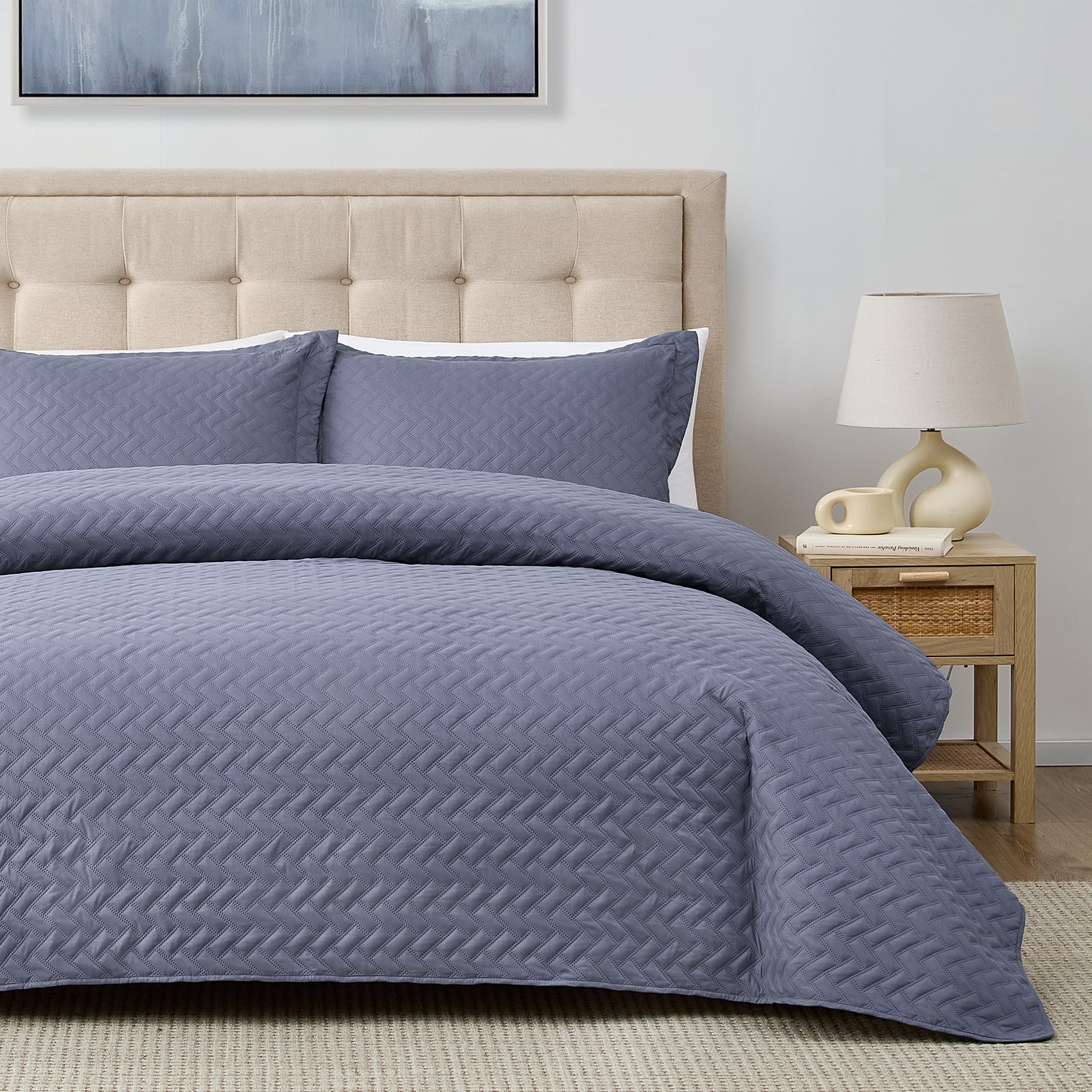 Hansleep Black Quilt Twin Size - Damask Ultrasonic All Season Bedspread Twin, Soft Lightweight Coverlet Bedding Set, 2 Pieces (1 Quilt, 1 Pillow Sham)