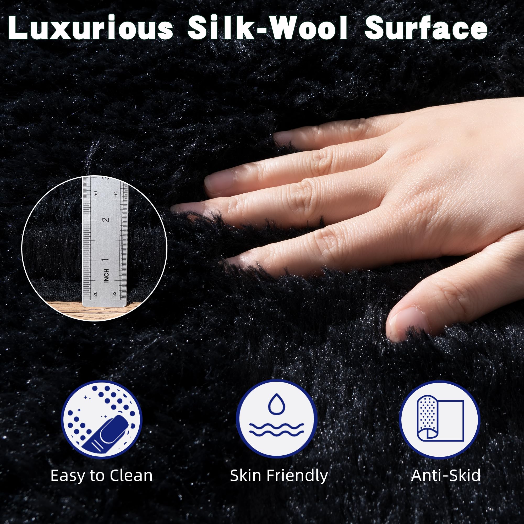Beige Fluffy Rug for Bedroom 4x6ft - Ultra Soft & Non Slip Shaggy Area Rug, Comfy Durable Carpet for Living Room Kids Room Teens Dorm Home Decor, 1.7'' Thick Indoor Plush Carpets