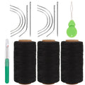 Lusecarl Polyester Thread 110 Yards Each Spool for Hair Extensions 3 Rolls Hair Weave Sewing Threads for Hand Sewing, Hair Extensions, Making Wigs DIY (3 Thread, Black)
