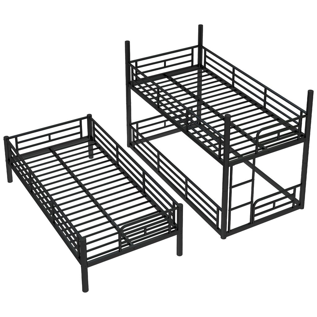 DNYN Twin Size Loft Bed with Desk & Storage Drawers& Table Set for Kids Bedroom,Covertible Twin-Over-Twin Bunkbeds Design,Easy Assemble & Space Saving & No Box Spring Needed,for Small Space, Black