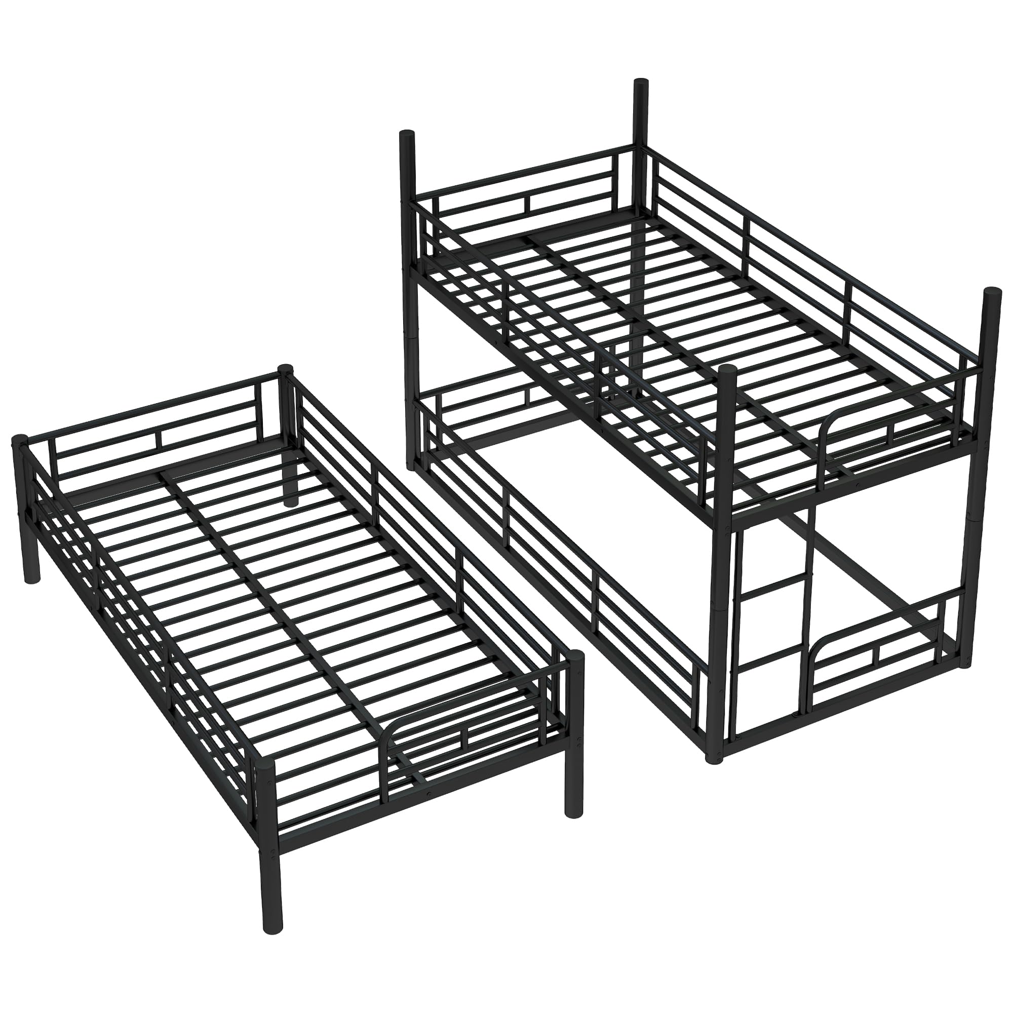 DNYN Twin Size Loft Bed with Desk & Storage Drawers& Table Set for Kids Bedroom,Covertible Twin-Over-Twin Bunkbeds Design,Easy Assemble & Space Saving & No Box Spring Needed,for Small Space, Black