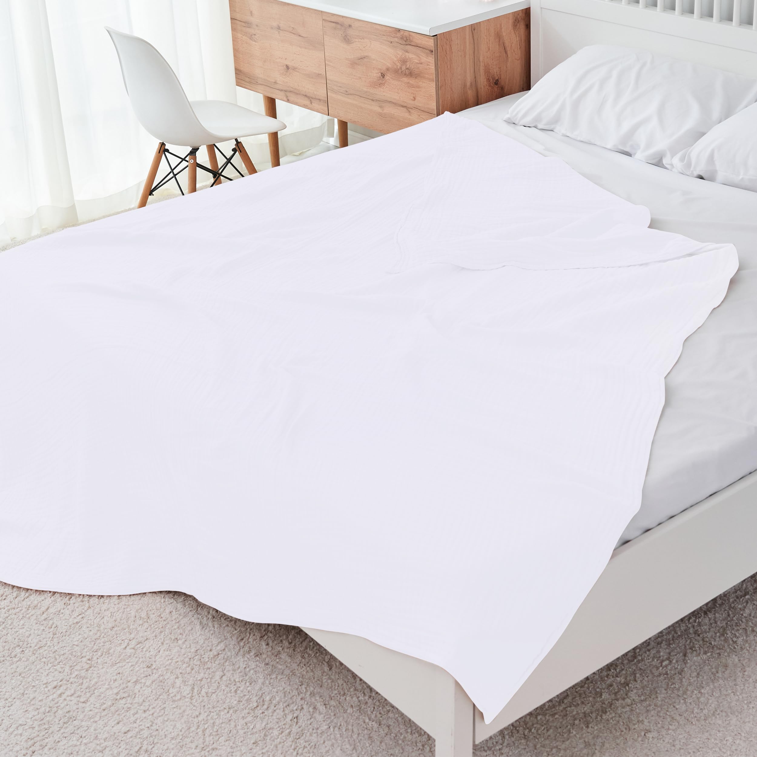 Cosy Family 4 Layer Muslin Bed Blanket - Breathable and Lightweight Gauze Boho Blanket for Spring, Soft 100% Cotton Muslin Blanket, Brown, 55x80 Inches