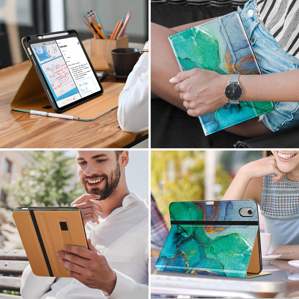 DTTO for iPad (A16) 11th Generation Case 11 Inch 2025, iPad 10th Generation Case 10.9 Inch 2022, Premium Leather Business Folio Stand Cover with Pencil Holder - Auto Wake/Sleep, Brown