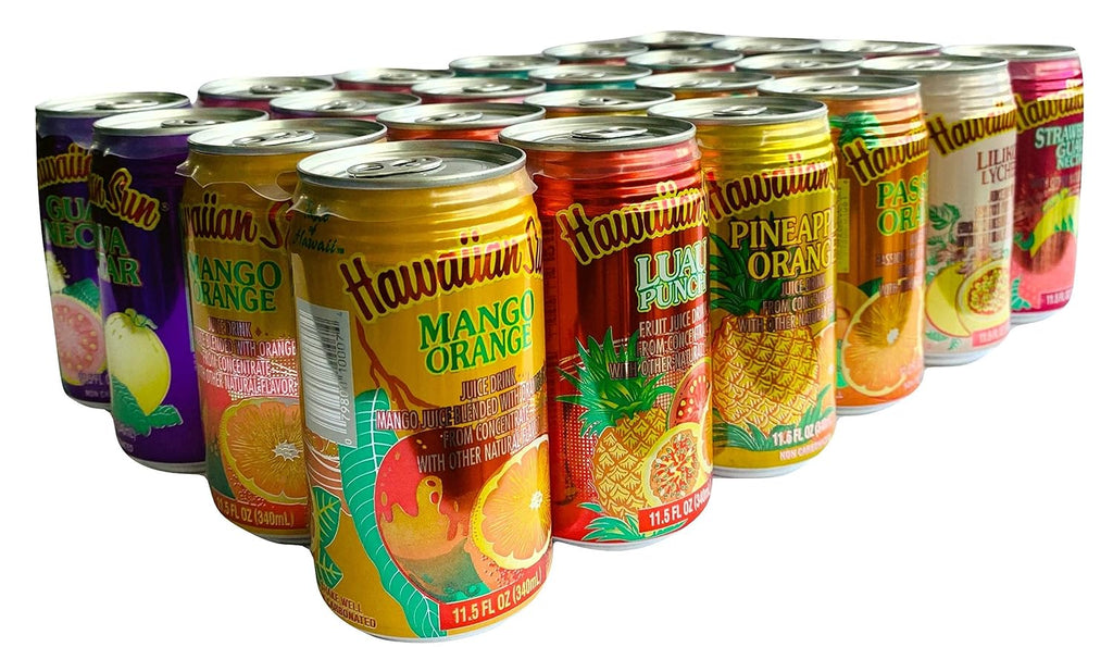 Hawaiian Sun Premium Tropical Juice Drink Party Bundle of 10 Assorted Flavors (24 Cans Total)