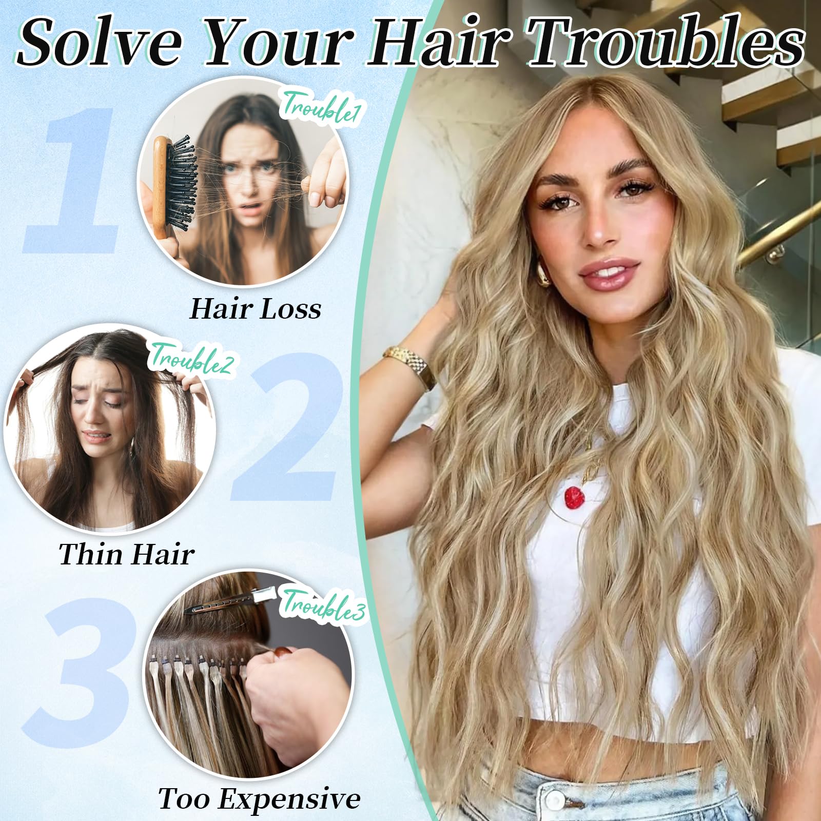 KooKaStyle Clip in Synthetic Hair Extensions Long Wavy 4PCS Thick Hairpieces Balayage Chocolate Brown to Caramel Blonde 10H26 Fiber Double Weft Natural Hair Extensions 16 Inch for Women