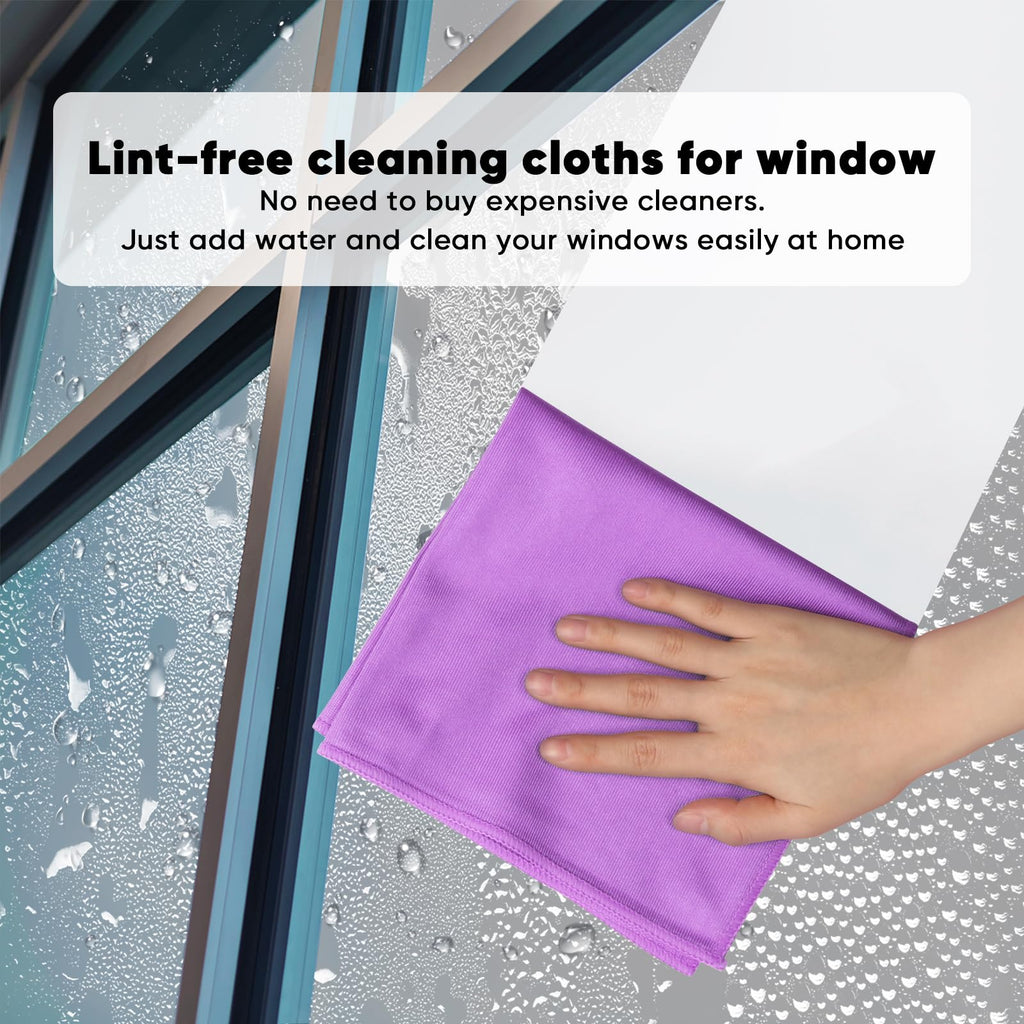 HOMEXCEL Microfiber Glass Cleaning Cloths 6 PK, Lint Free Streak Free, Reusable Microfiber Magic Cleaning Cloth for Cleaning Windows, Glasses, Mirrors, Screens, Stainless Steel, and More, Blue-14”×16”