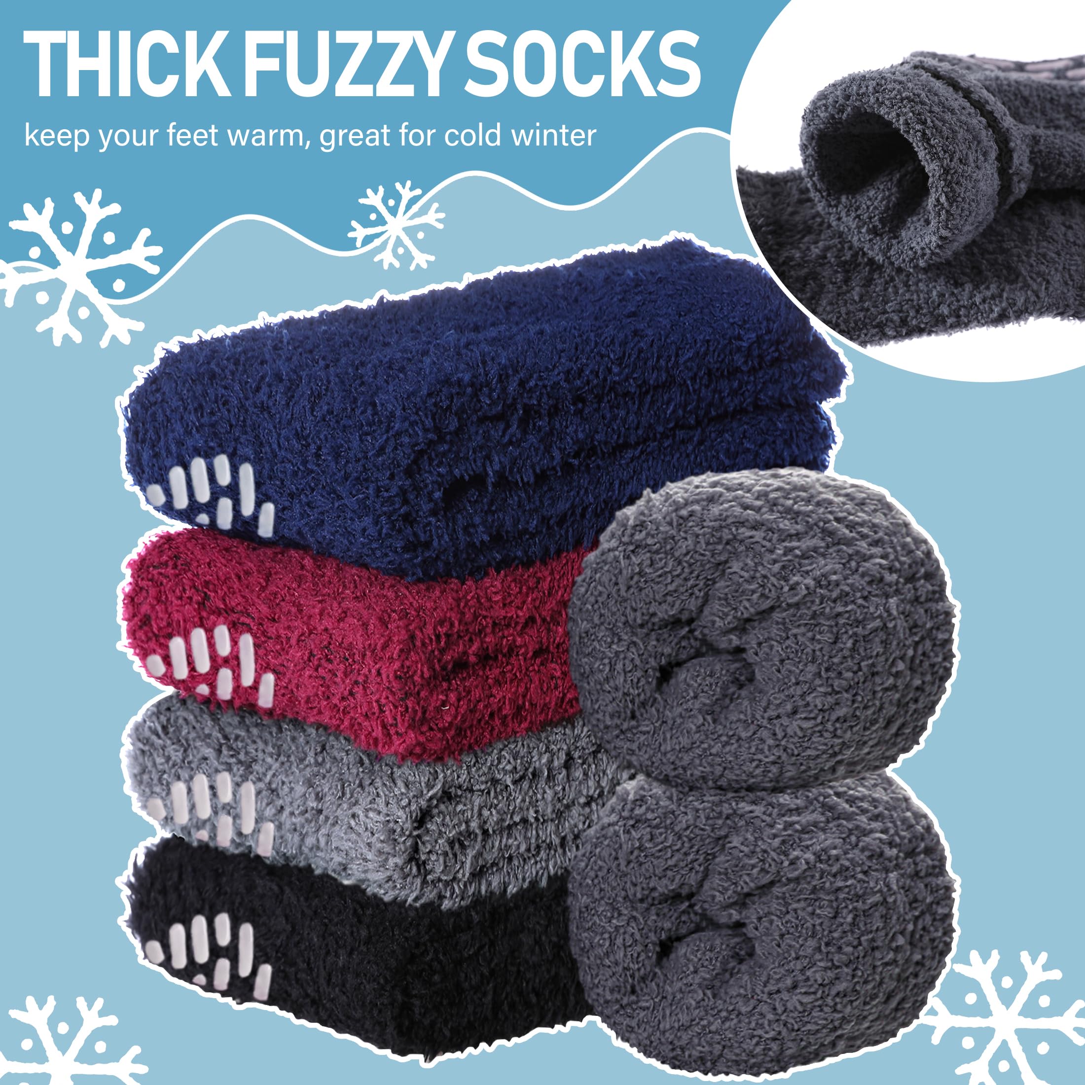 Yebing Non Slip Hospital Socks for Women with Grips Fuzzy Cozy Anti Skid Slipper Socks Winter Warm Soft Fluffy Sleep Socks