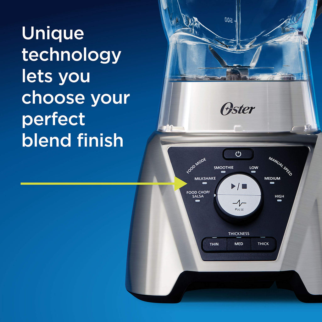 Oster Blender and Food Processor Combo with 3 Settings for Smoothies, Shakes, and Food Chopping, Includes 2 24-Ounce Cups and Lids, Carbon Grey