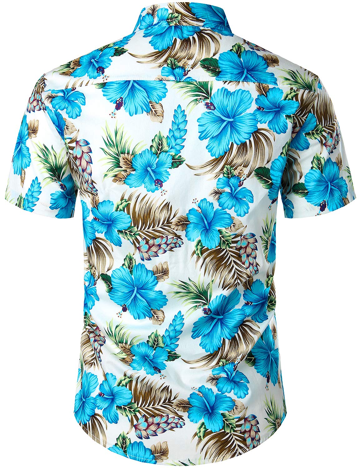 JOGAL Men's Flower Casual Short Sleeve Aloha Hawaiian Shirt