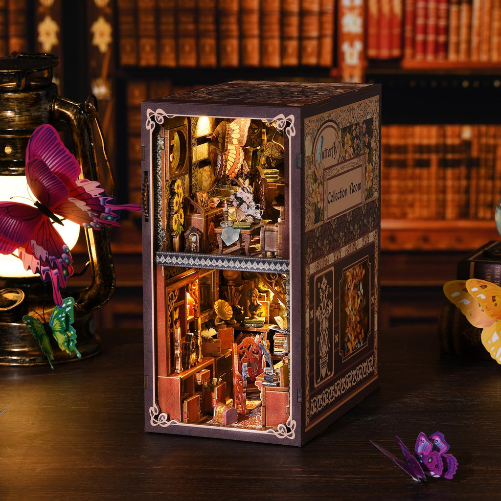 TOYQI DIY Book Nook Kit, Miniature House Dollhouse Kit for Adult and Teens, Book Nook Kits for Adults, Booknook Bookend Alley Model Build, Gifts for Family Friends - Spooky Horror Creepy Haunted House