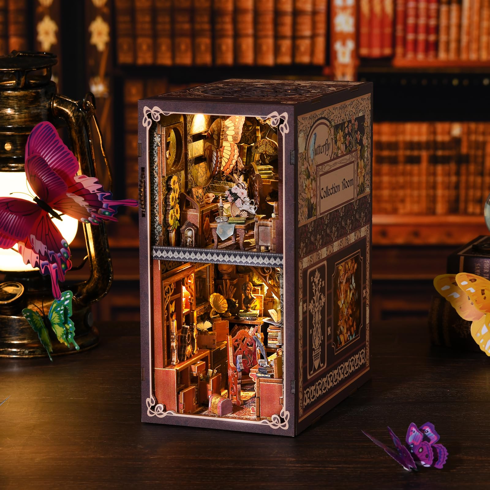 TOYQI DIY Book Nook Kit, Miniature House Dollhouse Kit for Adult and Teens, Book Nook Kits for Adults, Booknook Bookend Alley Model Build, Gifts for Family Friends - Spooky Horror Creepy Haunted House