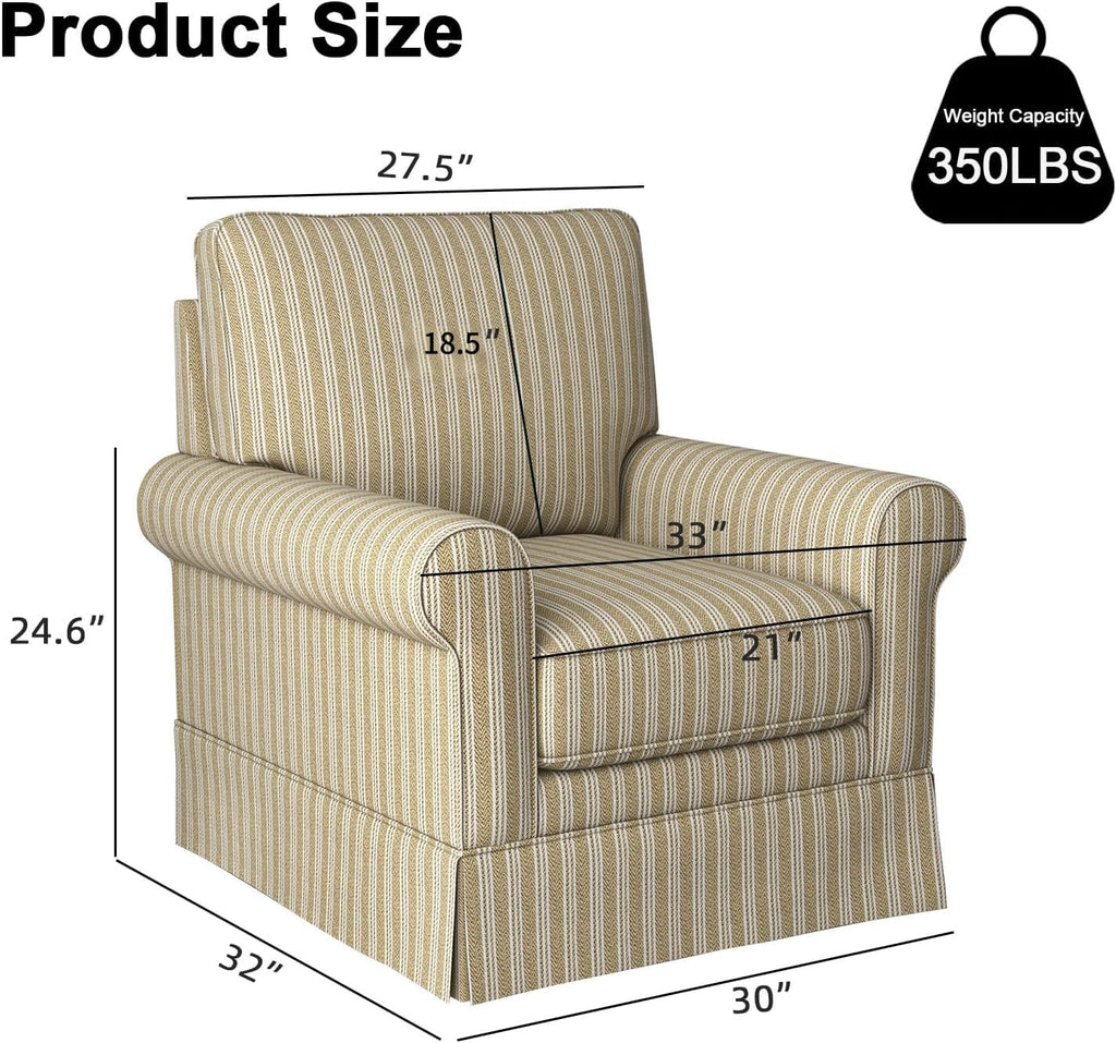 INZOY Swivel Accent Chair Linen Mid Century Modern Chair, Comfy Swivel Barrel Reading Chair, Upholstered Square Chair for Living Room Bedroom Small Spaces, Fully Assembled, Beige