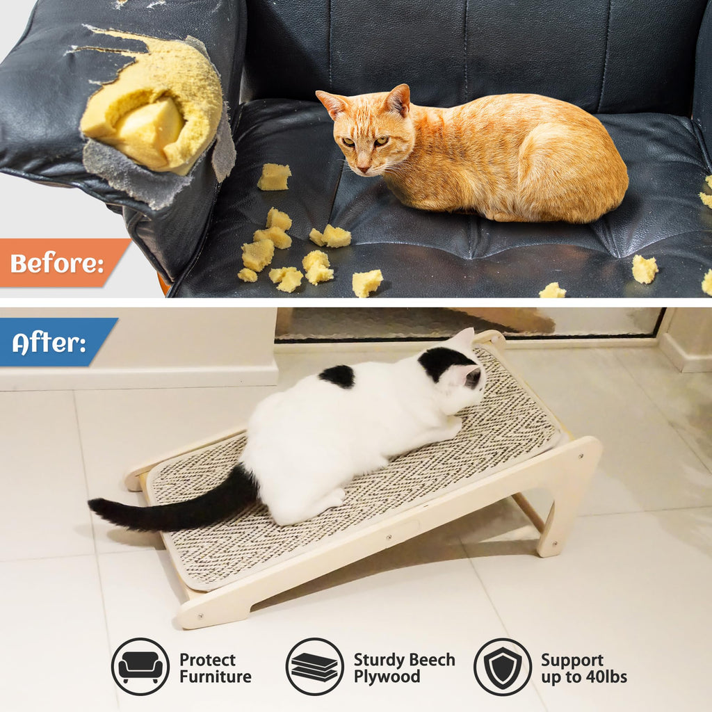 PETKARAY Couch Corner Cat Scratcher, 28.5" Sisal Scratching Post for Cats | Corner Wall Scratch Pad for Furniture Protection, Large Vertical Cat Scratching Post with Plush Base