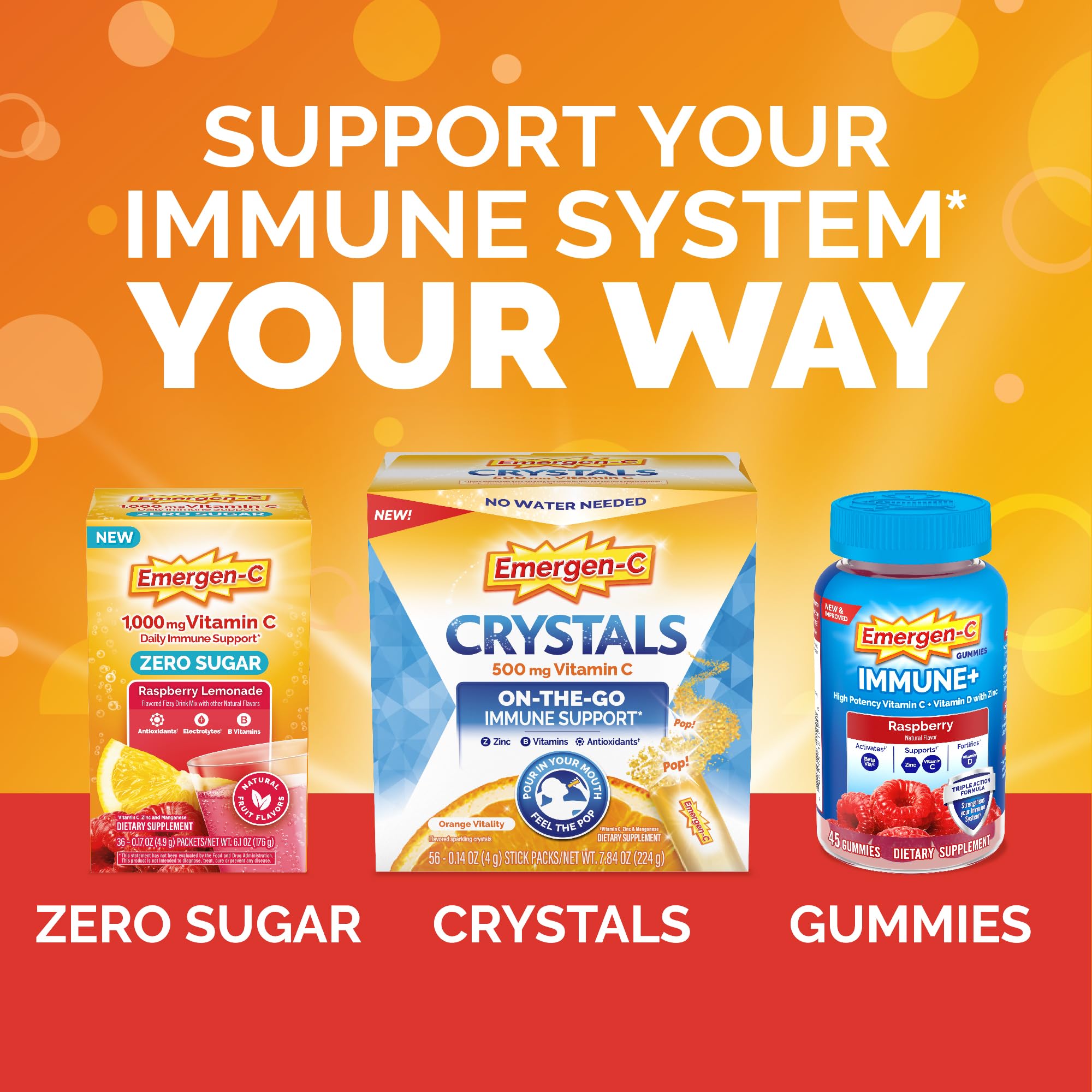 Emergen-C 1000mg Vitamin C Powder, with Antioxidants, B Vitamins and Electrolytes, Vitamin C Supplements for Immune Support, Caffeine Free Drink Mix, Tangerine Flavor - 60 Count/2 Month Supply