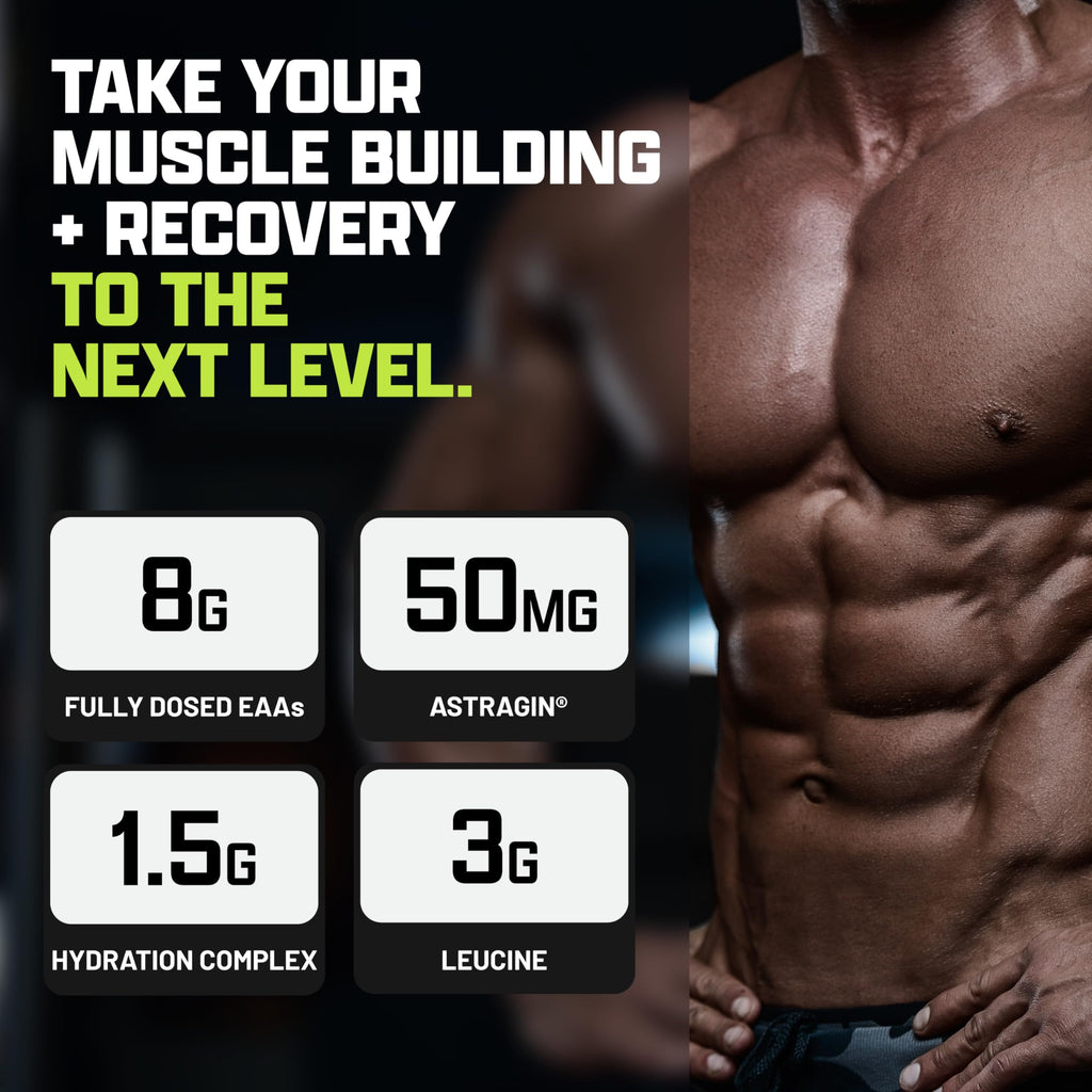 Nutrex Research EAA Hydration | EAAs + BCAAs Powder | Muscle Recovery, Strength, Muscle Building, Endurance | 8G Essential Amino Acids + Electrolytes | Apple Pear 30 Servings