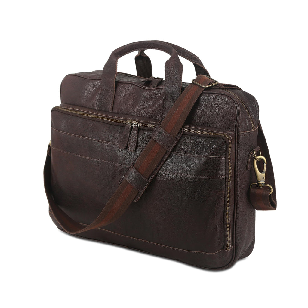 Leather briefcase 18 Inch Laptop Messenger Bags for Men and Women Best Office briefcase Satchel Bag (Black)
