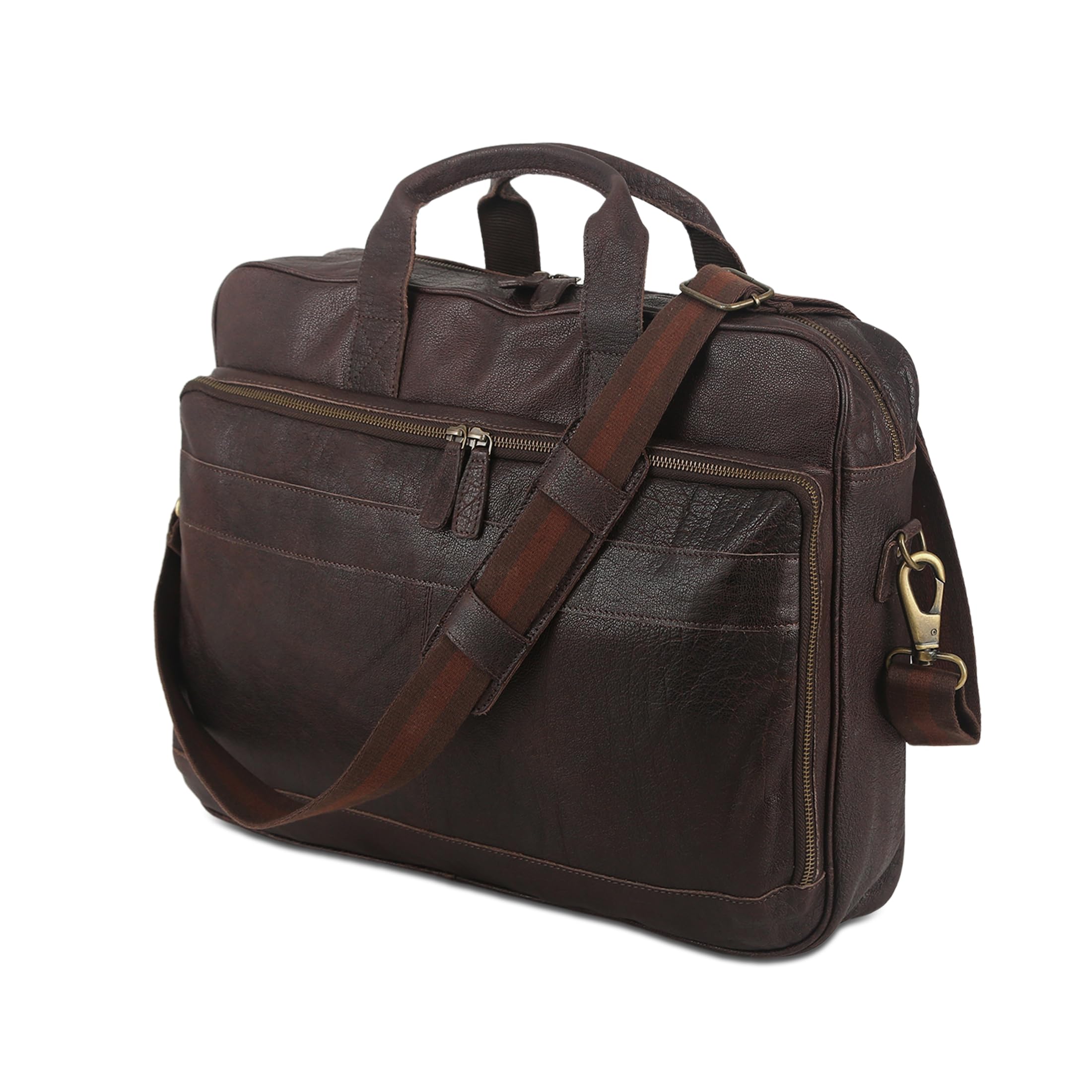 Leather briefcase 18 Inch Laptop Messenger Bags for Men and Women Best Office briefcase Satchel Bag (Black)