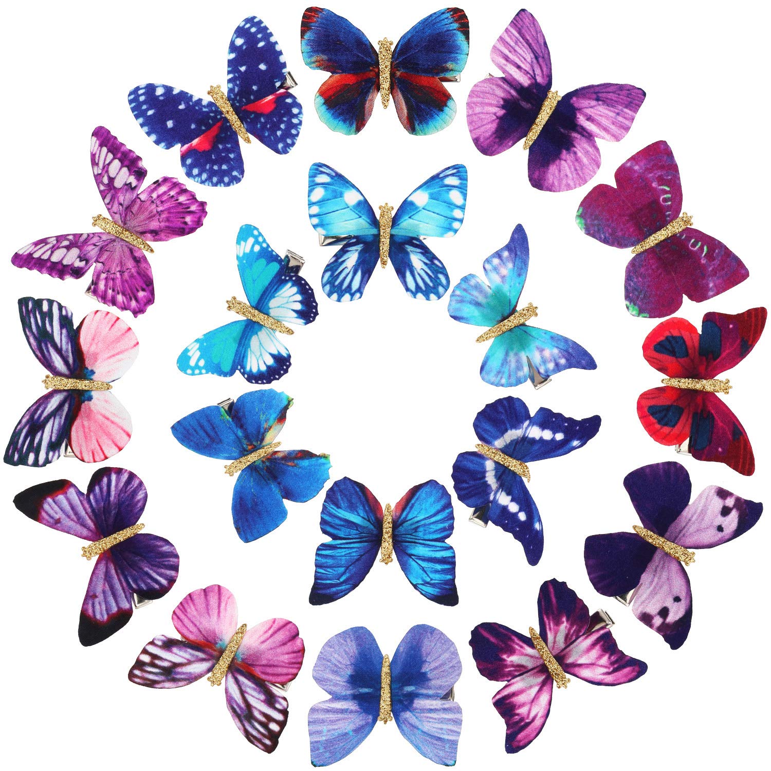 Boao 18 Pieces Glitter Butterfly Hair Clips for Girls Teens Women Hair Accessories (Bright Style)