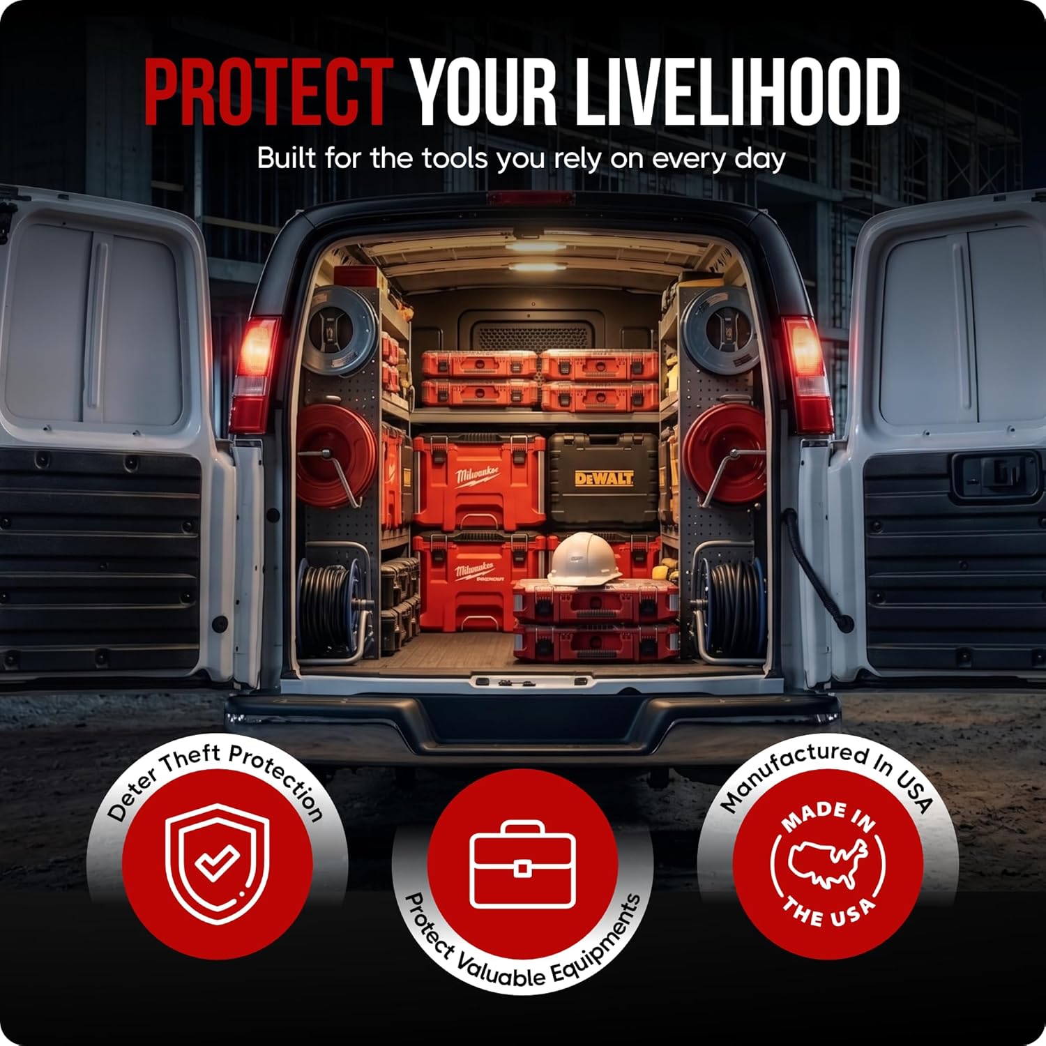 Slick Locks Complete Van Door Security Kit for Chevy & GMC Vans 1997+ | Includes Deadbolt Locks, Spinners & Weather Covers, No-Drill Install, Keyed Alike, USA-Made Stainless Steel