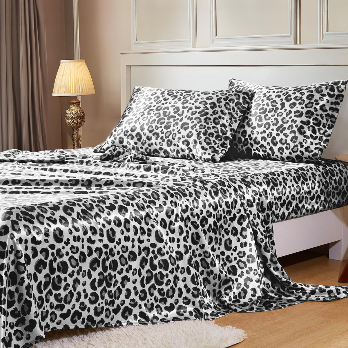 MR&HM Satin Sheets with Elastic Corner Straps, Twin Size 3-Piece Silky Bedding Set, Deep Pocket 15 Inches, Good for Hair & Skin (Twin, Black)