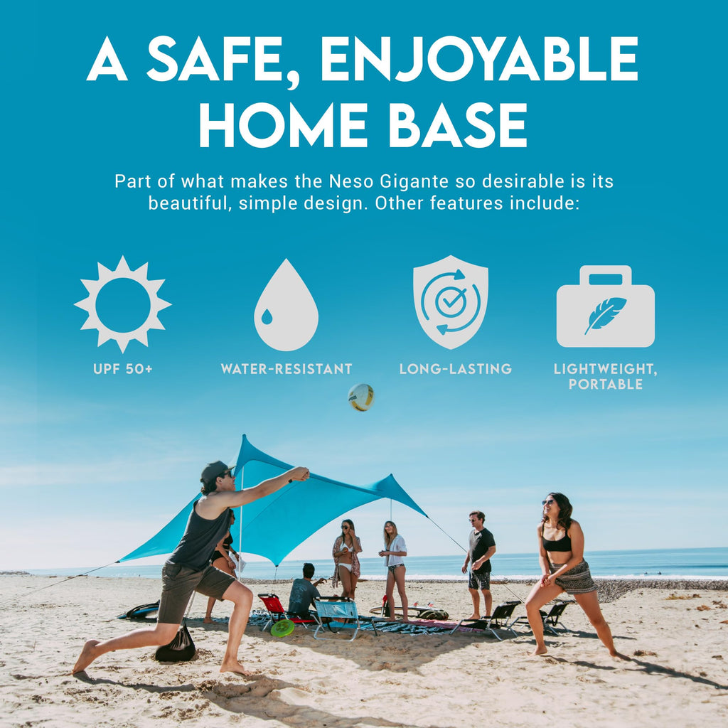 Neso Gigante Portable Beach Tent Sun Shelter - Lightweight Beach Shade Canopy - Easy Setup for Family Outings - Patented Reinforced Corners - UPF 50+ - 8ft Tall, 11 x 11ft - Save The Whales
