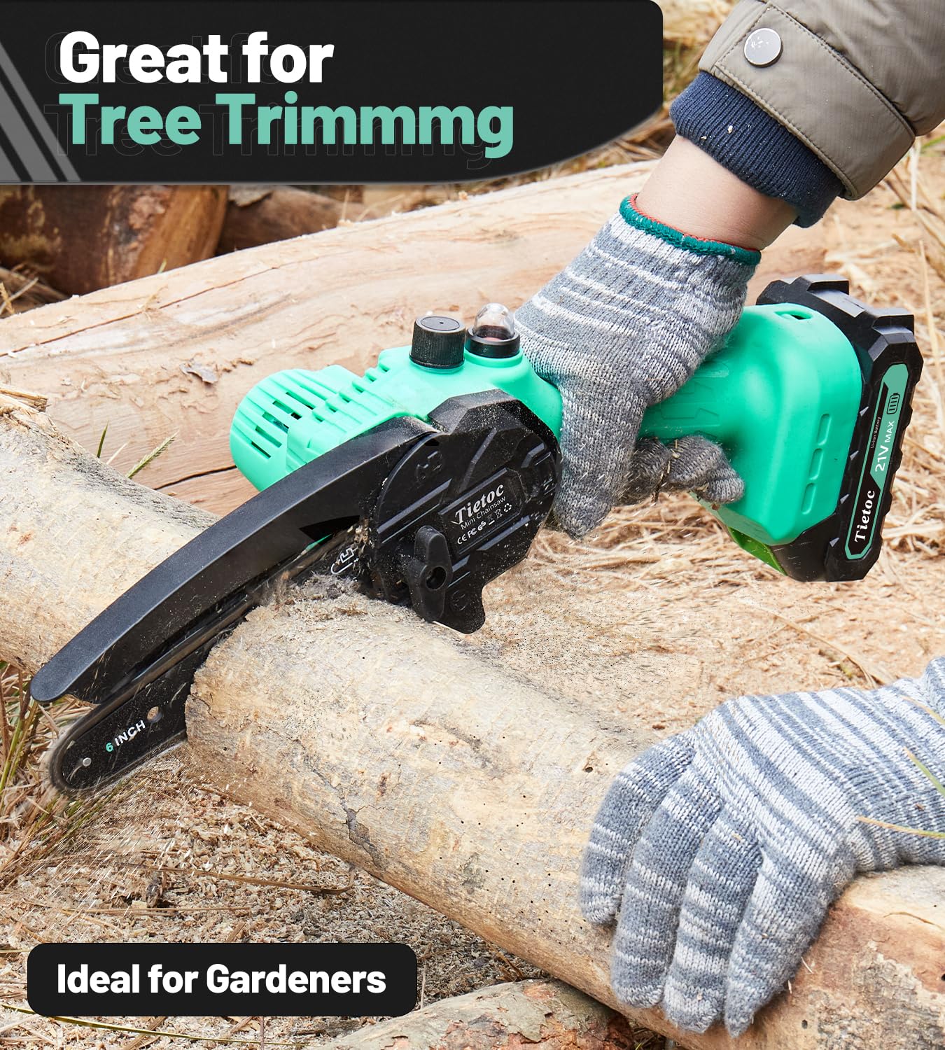 Tietoc Chainsaw 6 Inch Mini Electric Chainsaw Cordless Battery Powered, Hand Held Saw for Wood/Trees Trimming, Tools for Household and Garden, Chain Saw Gift for Men Dad Husband Fathers Gardener 2026