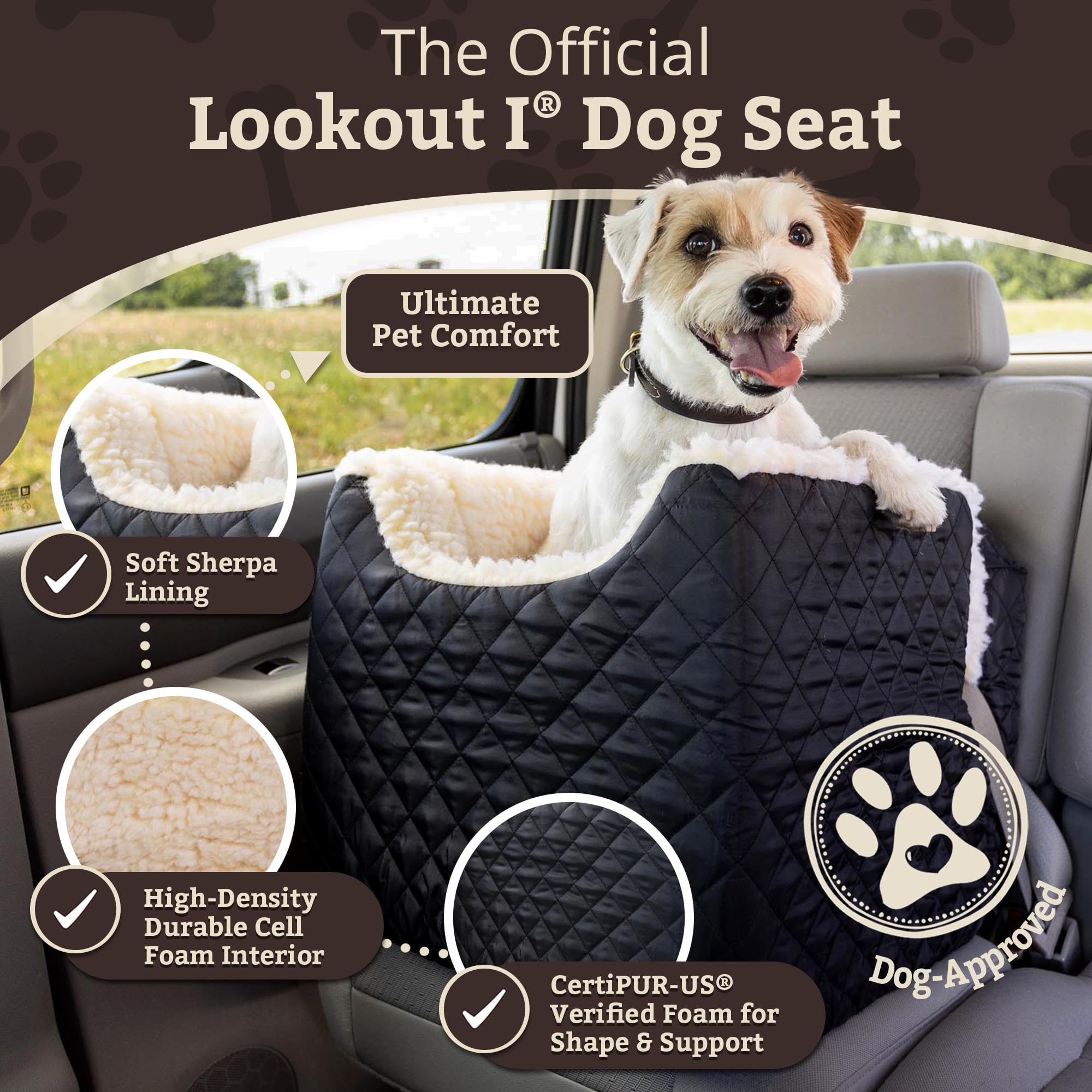 SNOOZER PET Products Lookout 1 Dog CAR SEAT, Birch Diamond, Small