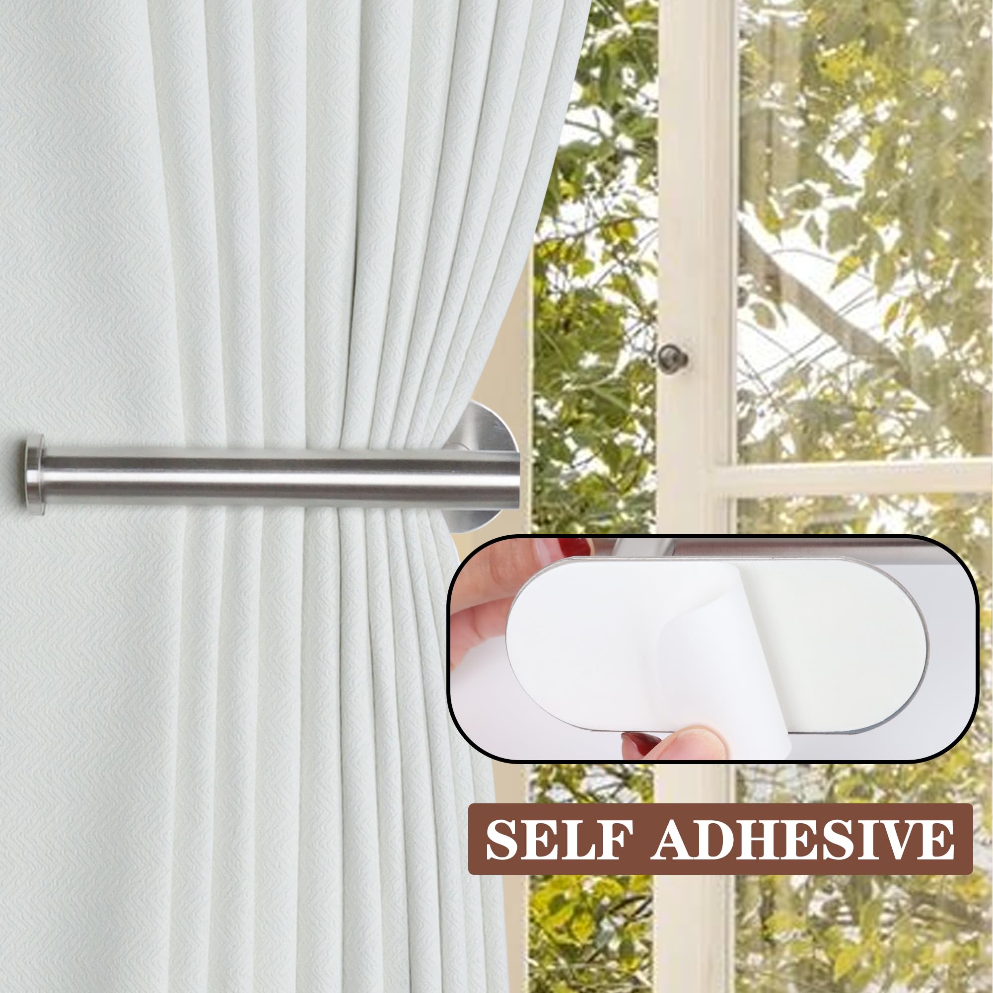 Groleca 2 Pack Adhesive Curtain Holdbacks Curtain Tie Backs Curtain Holdbacks No Drill Curtain Pull Backs Adhesive Curtain Hooks Curtain Holders for Drapes (2, Black)