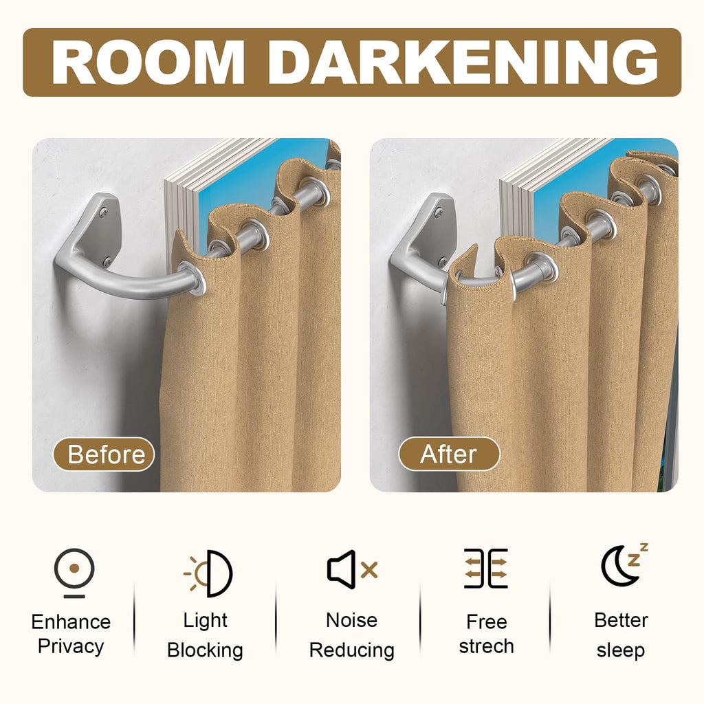 GXOACKJ Black Wrap Around Curtain Rods for Windows 28 to 48 inch, 5/8 inch Industrial Telescoping Blackout Curtain Rods for Bedroom & Outdoor