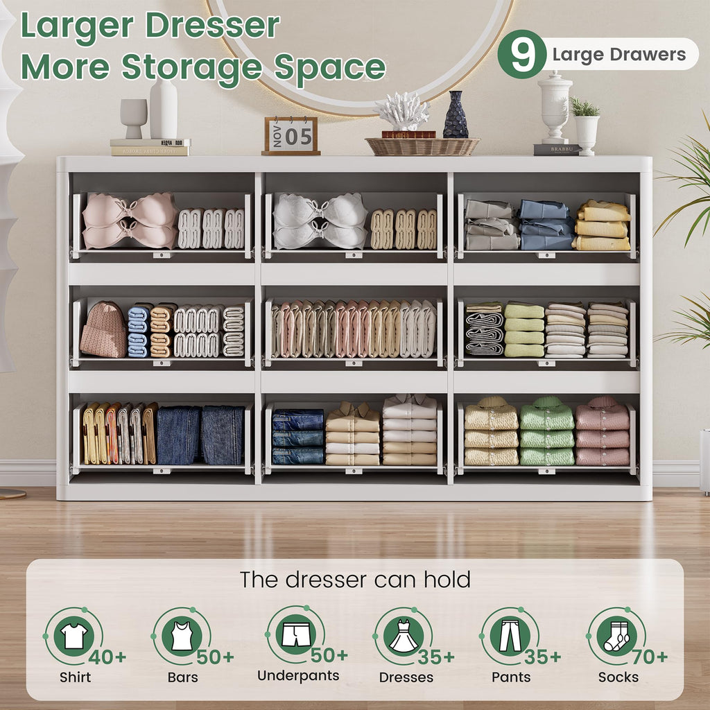 Standifurno Black 56" Tall Dresser for Bedroom, Fluted Modern 6 Drawers Deep Dressers, Wood Chest of Drawers with Handleless, Curved Profil Storage Closet Dressers for Bedroom, Living Room, Hallway